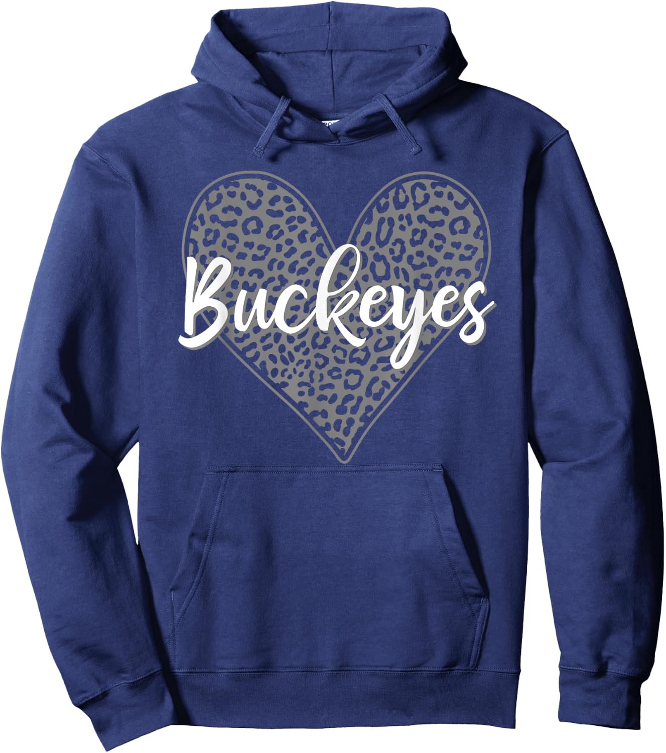 Buckeyes Gilmer Leopard Heart Pattern HS Hoodie - Hoodie | Navy