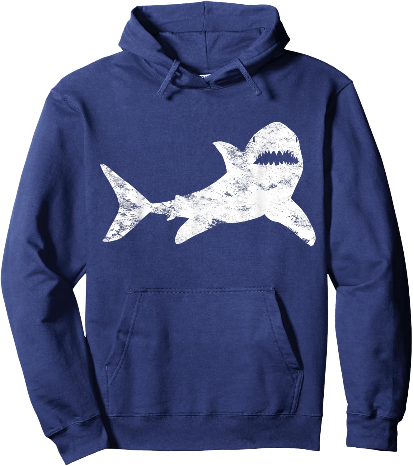 Shark Distressed Cool Vintage Shark Bite Hoodie - Hoodie | Navy