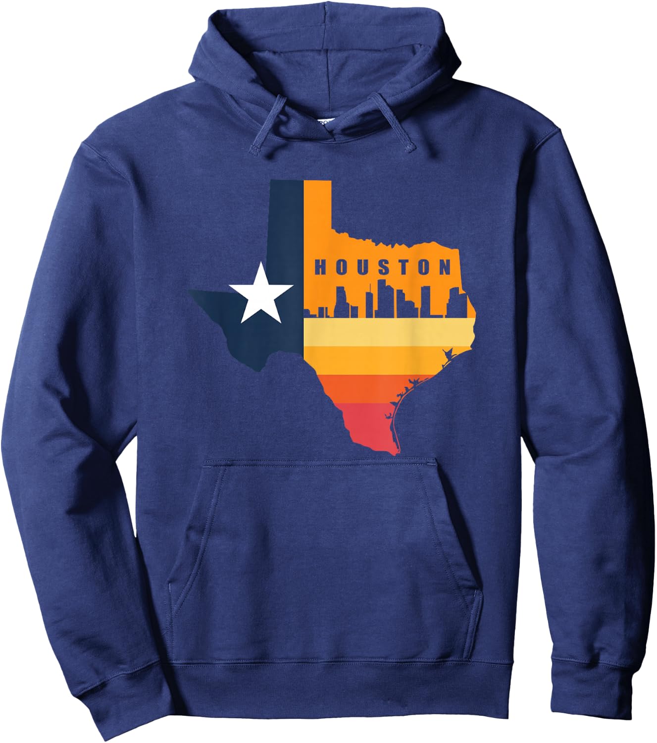 Houston City Texas Map for Patriotic Texan Hoodie - Hoodie | Navy