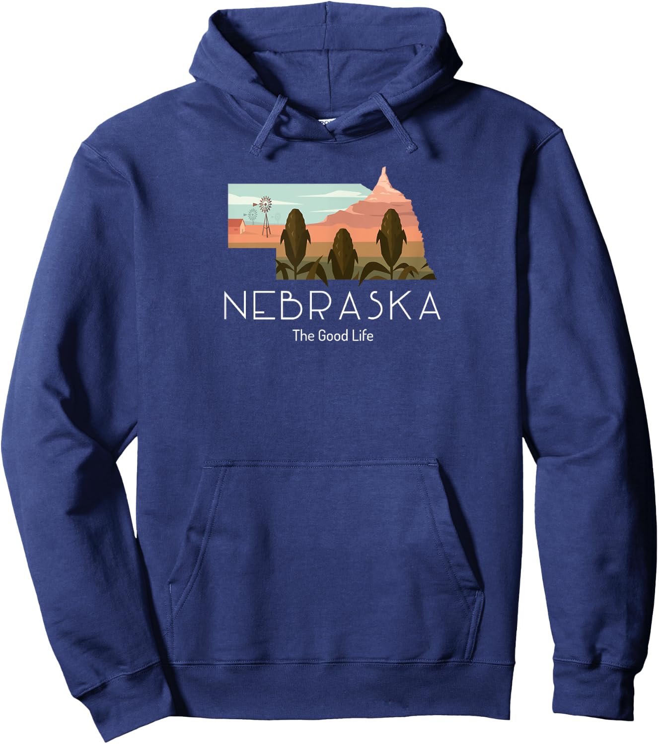 Nebraska Proud State Motto The Good Life Hoodie - Hoodie | Navy