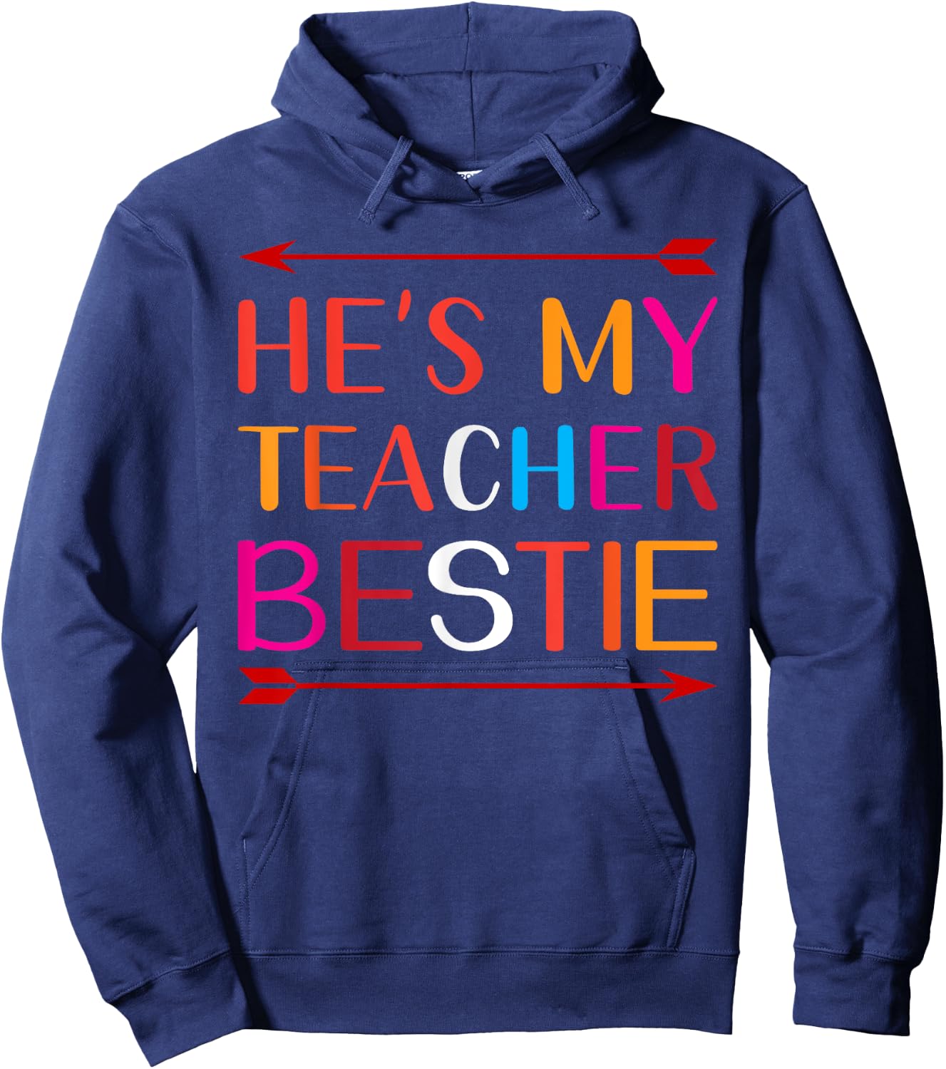 He's My Teacher Bestie Gifts Women Girls Kids Hoodie - Hoodie | Navy