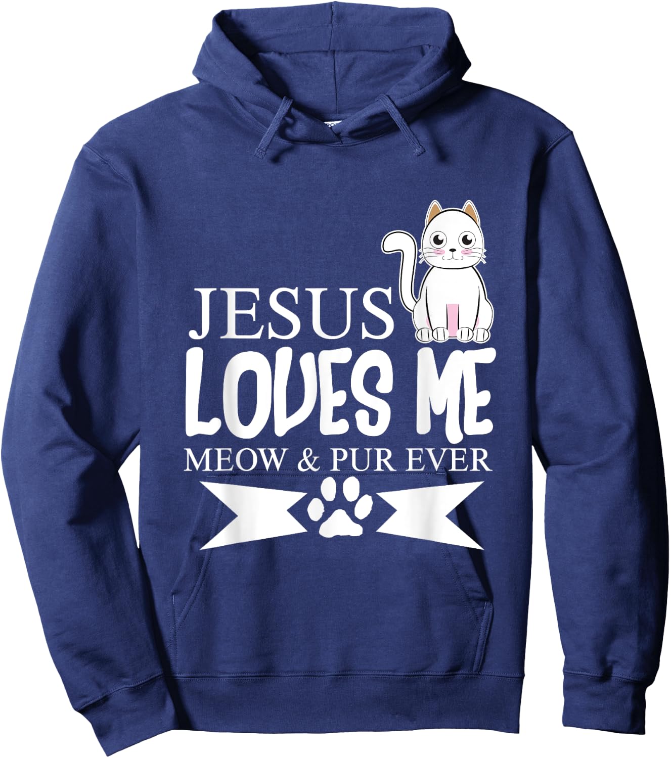 Jesus Loves Me Meow Shirt Christian Youth Gifts Hoodie - Hoodie | Navy