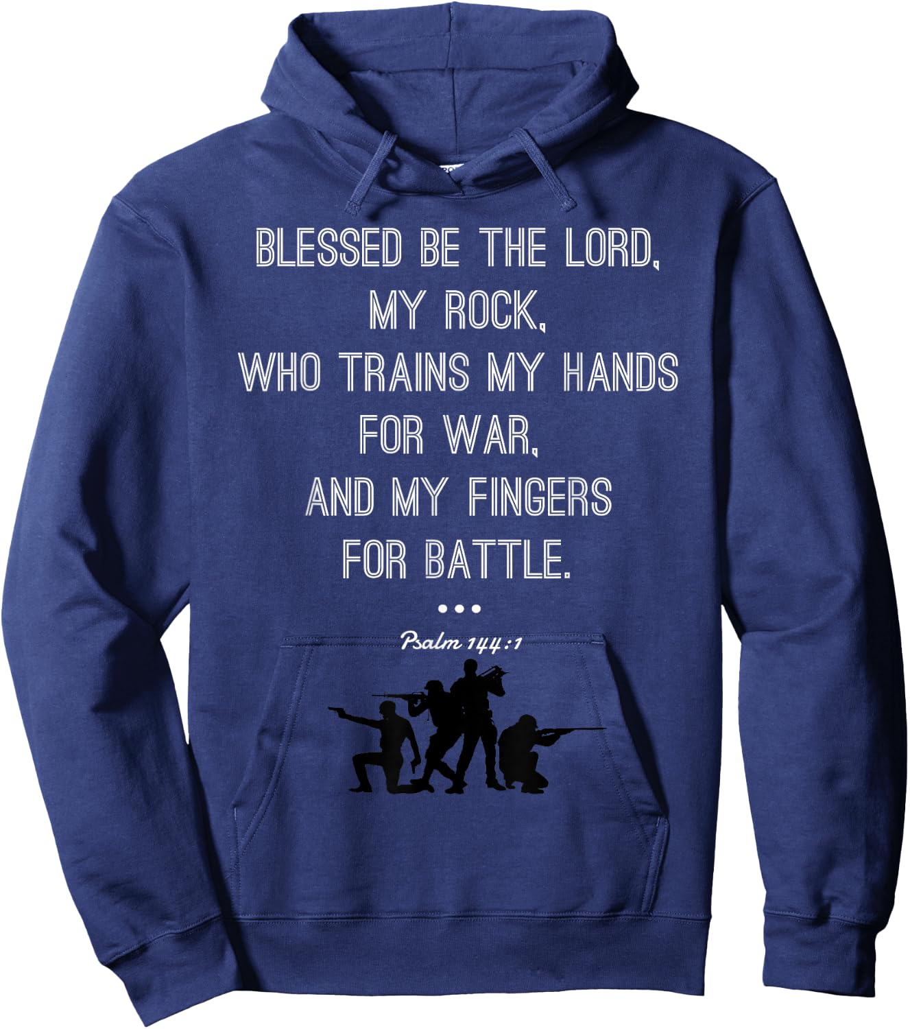 Psalm 144:1 | Christian Military Battle Hoodie - Hoodie | Navy