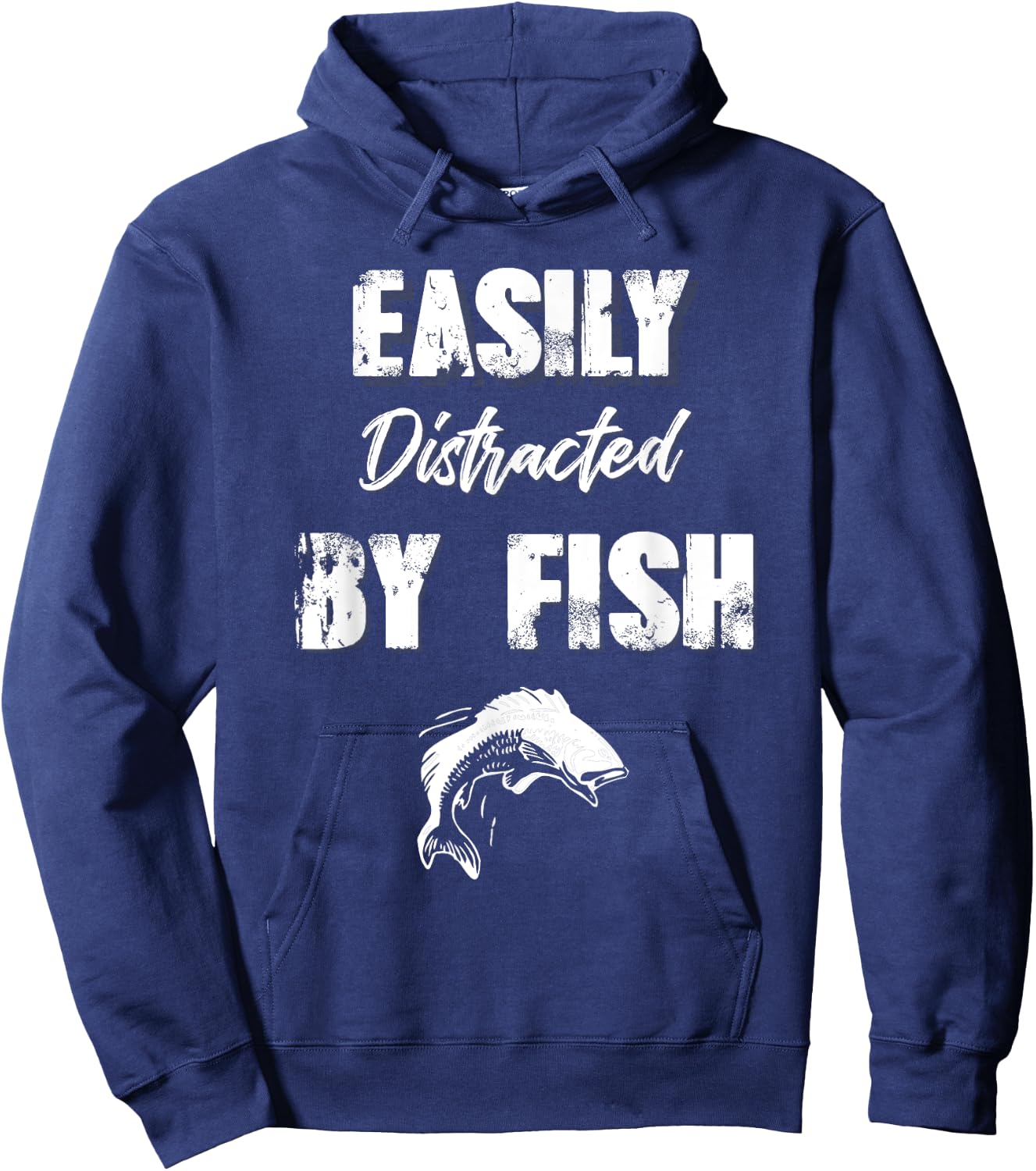 Easily Distracted By Fish Kids Fishing Gift Hoodie - Hoodie | Navy