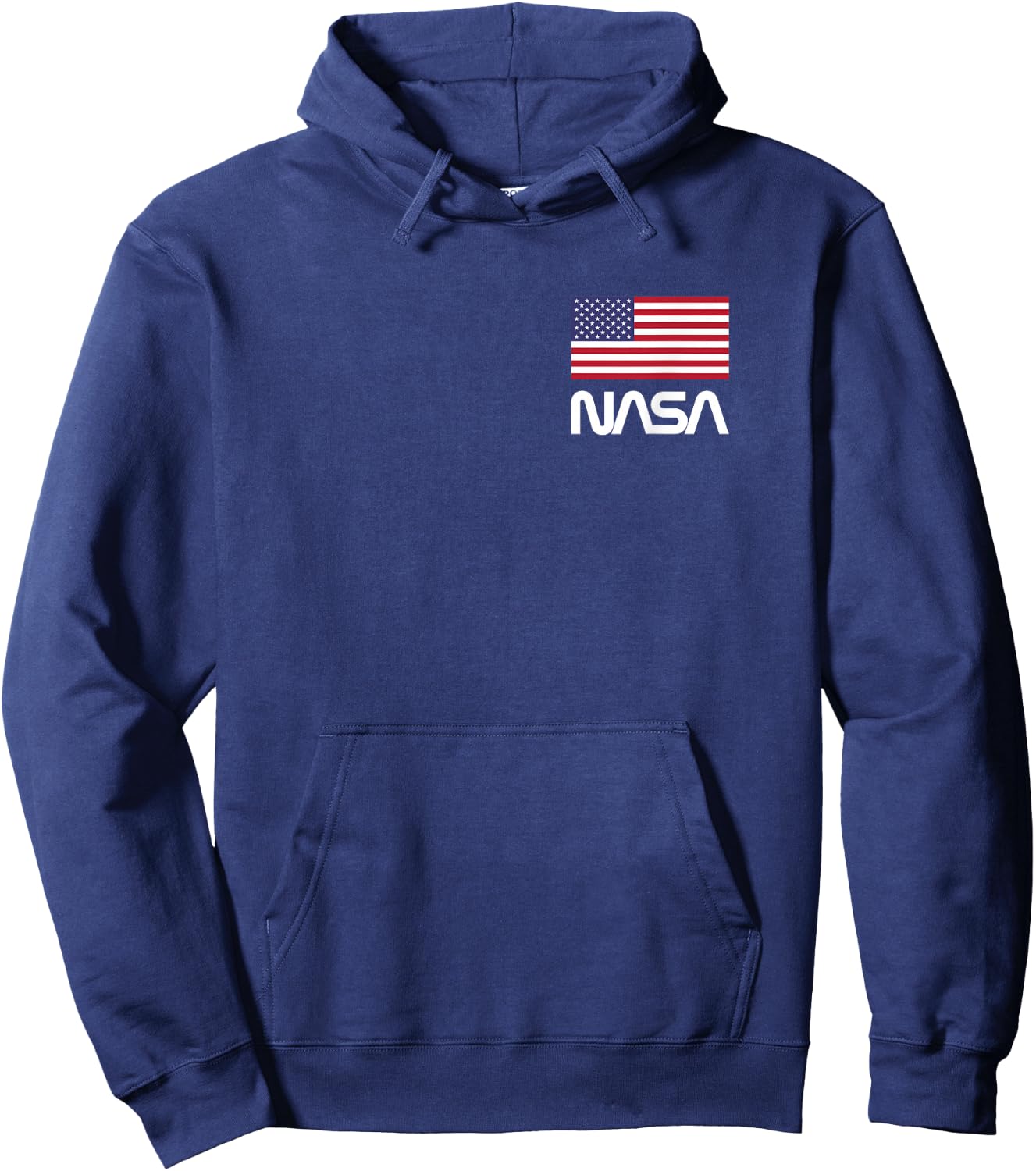 NASA Retro Logo T Shirt with American Flag Hoodie - Hoodie | Navy