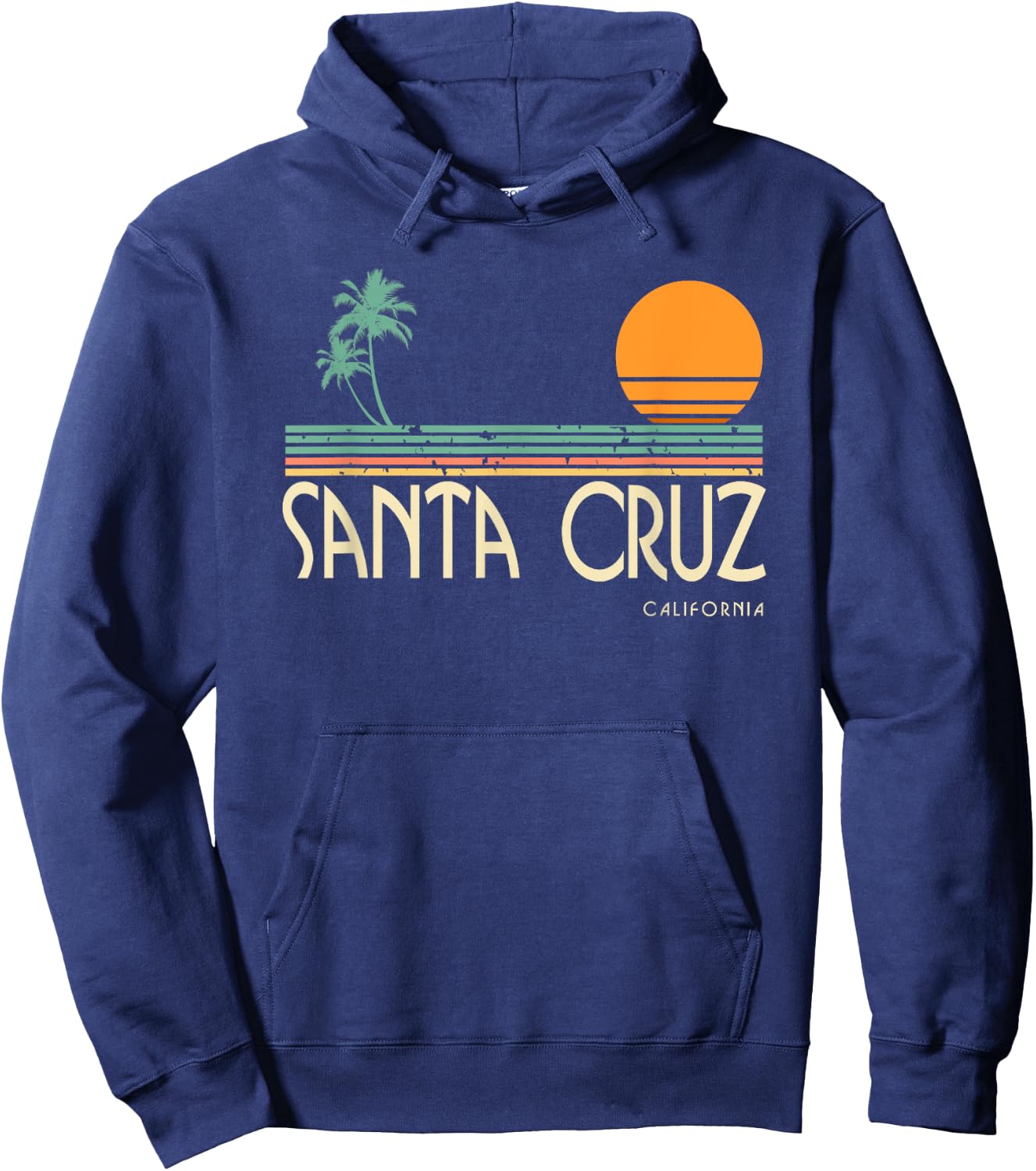 Vintage Santa Cruz California Sunset Palms Hoodie - Hoodie | Navy