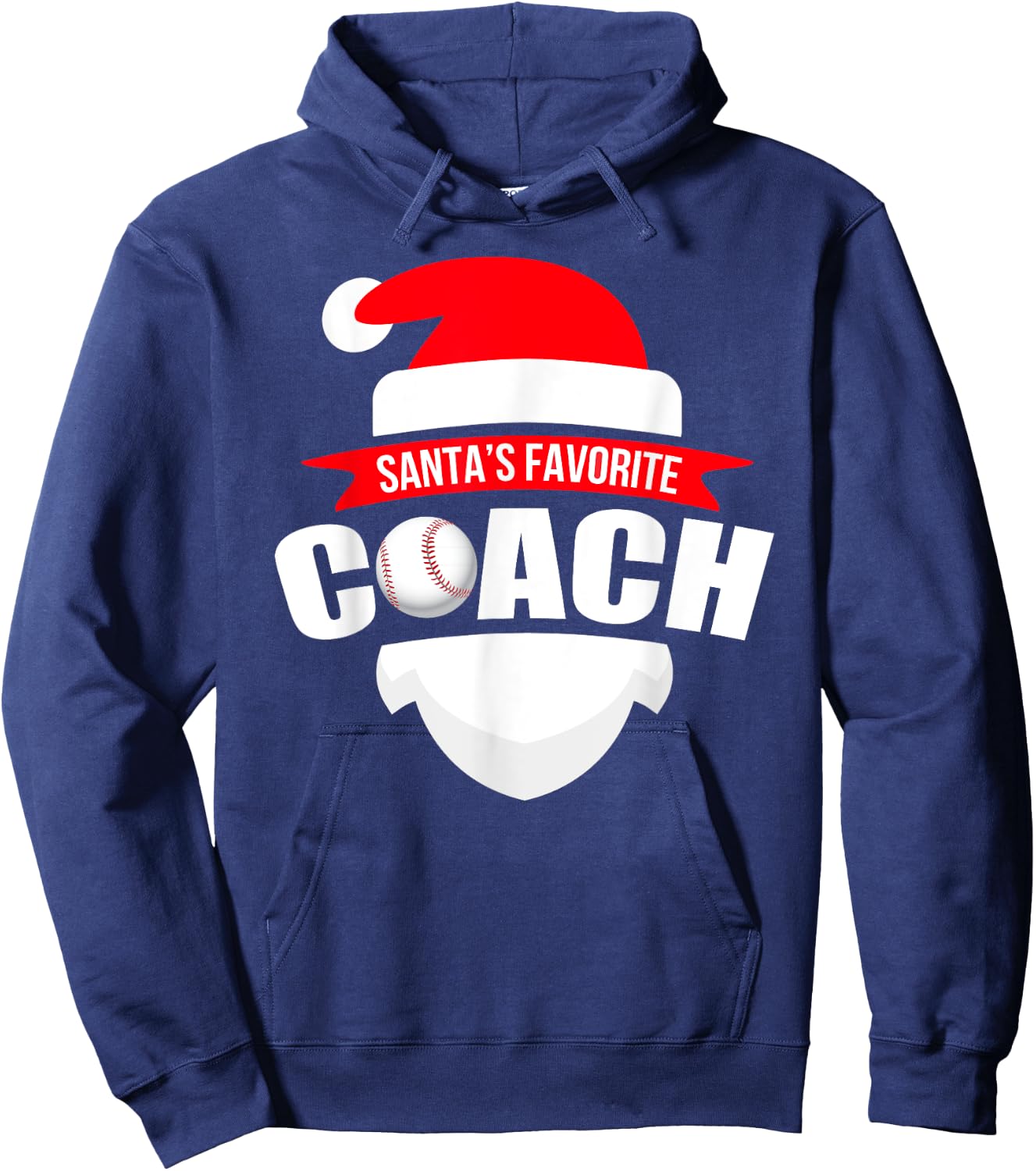 Santa's Favorite Baseball Coach Funny Christmas Hoodie - Hoodie | Navy