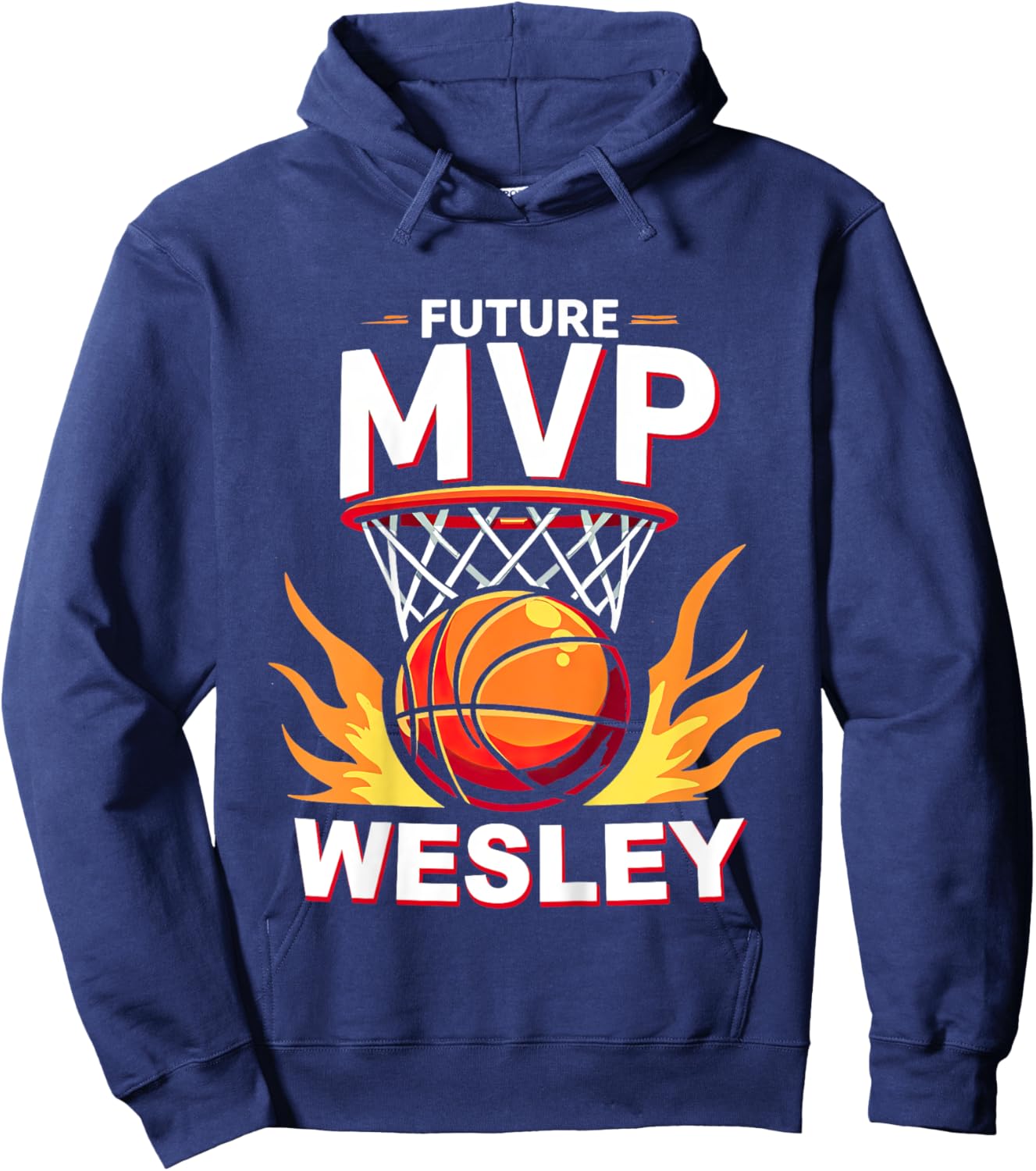 Kids Name Wesley Future Mvp Basketball Birthday Hoodie - Hoodie | Navy