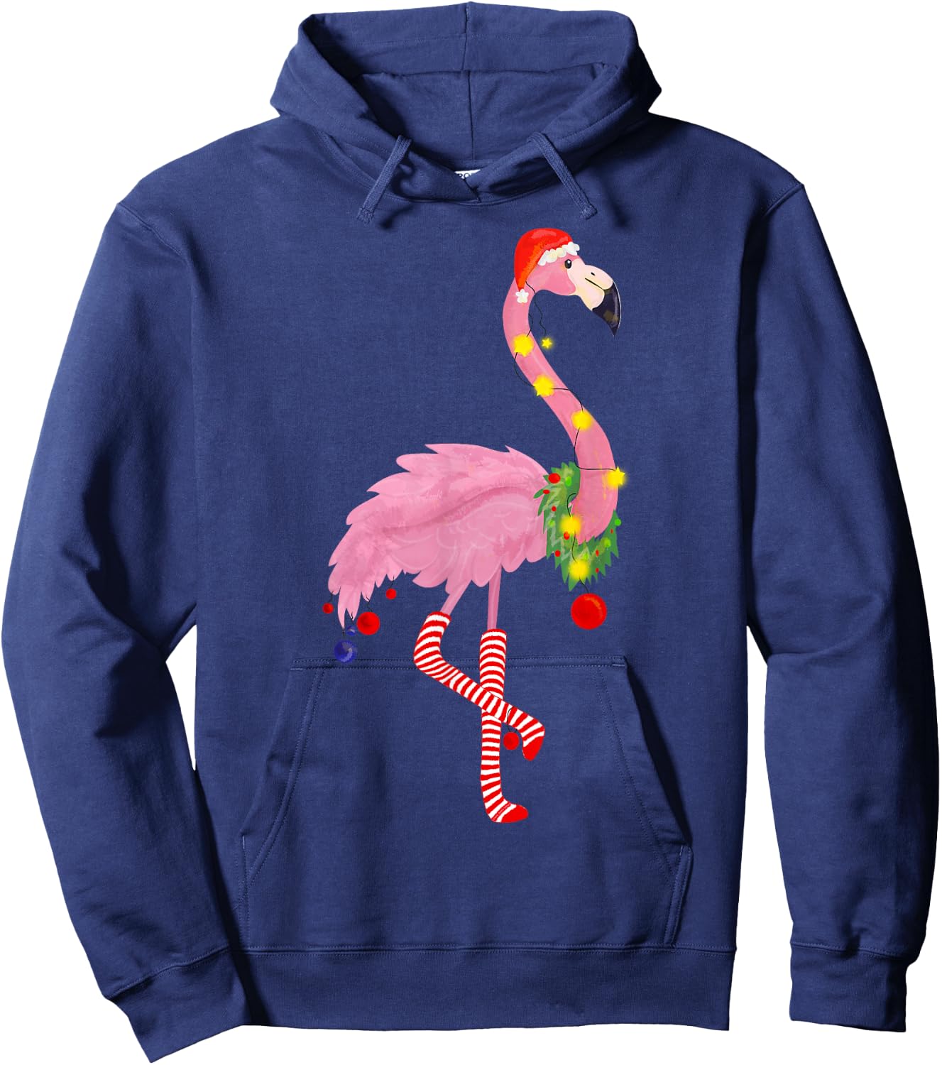 Cute and fun tropical flamingo Christmas Hoodie - Hoodie | Navy