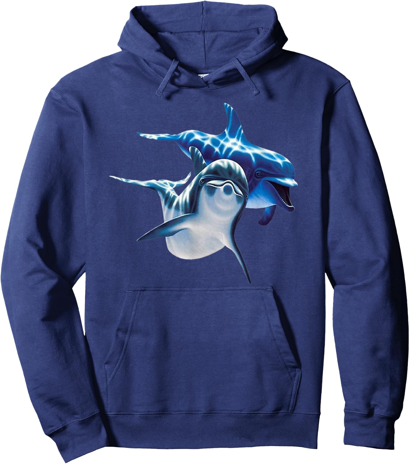 Cute Dolphins Making Splashing Small Hoodie - Hoodie | Navy