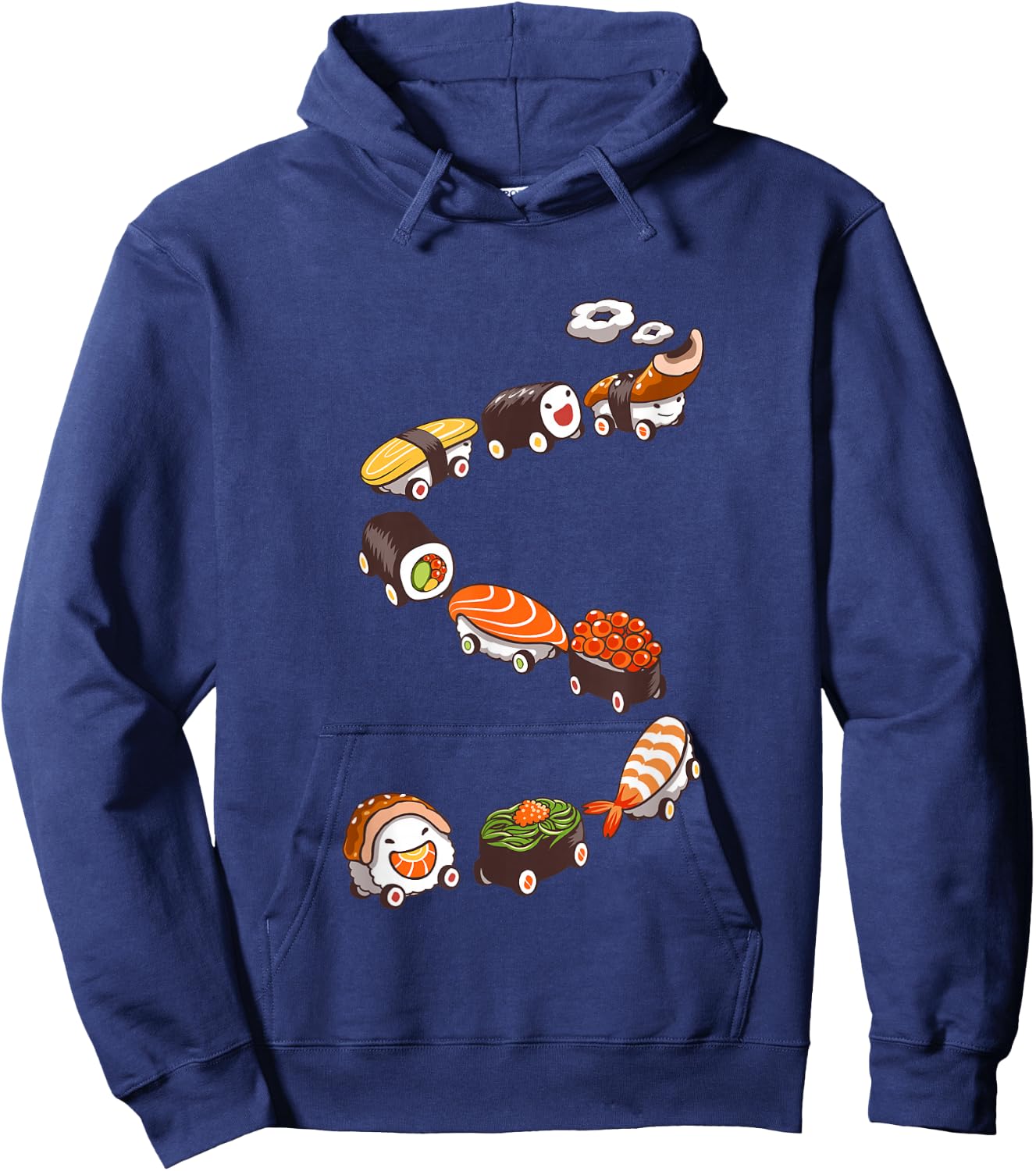 Funny Sushi Train Japanese Food Design Hoodie - Hoodie | Navy