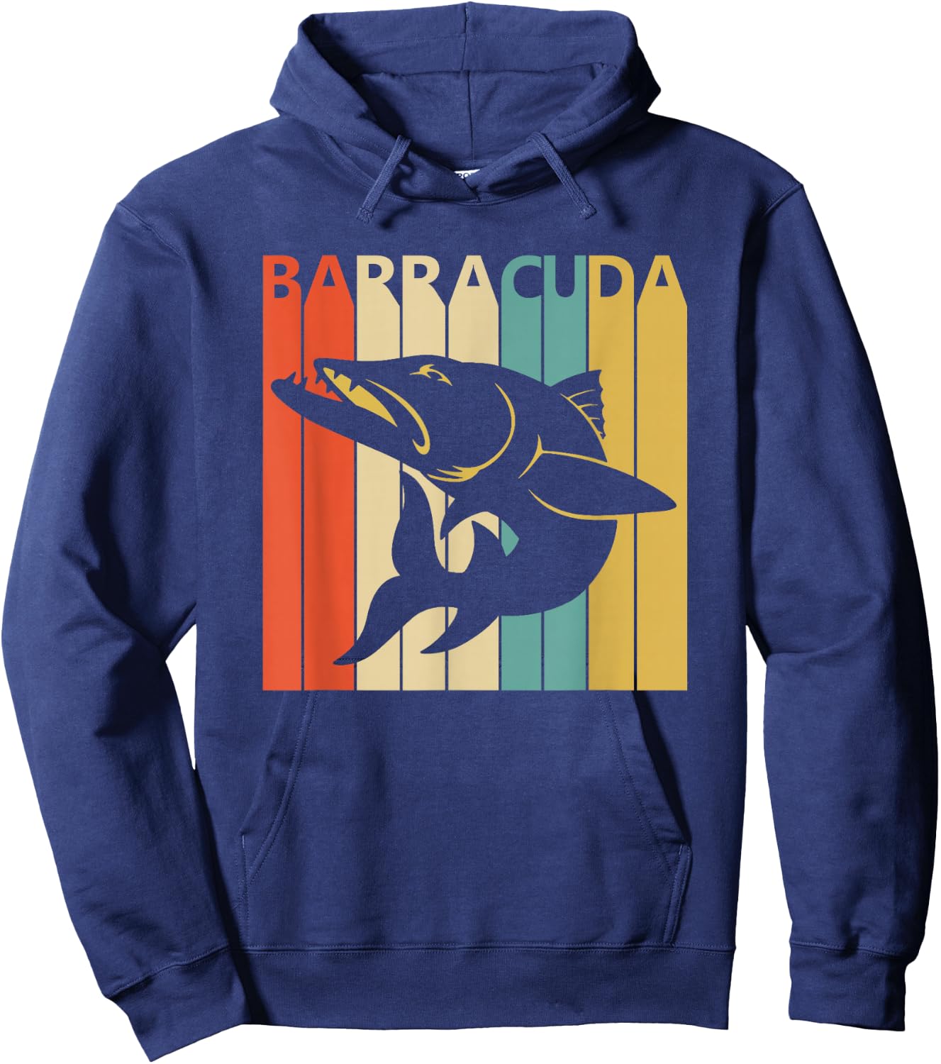 Vintage Wild Animal Barracuda Fish Hoodie - Hoodie | Navy