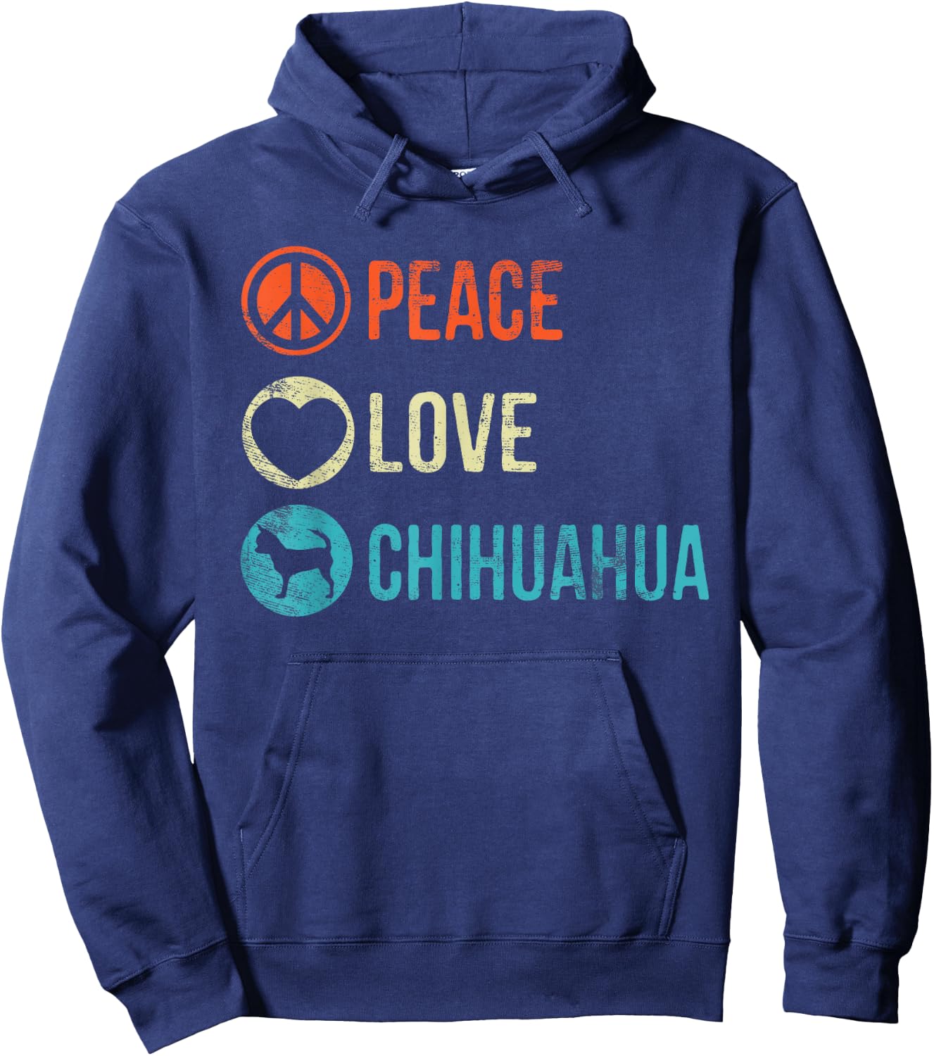 Peace Love Chihuahua Dog Lover Pet Owner Gifts Hoodie - Hoodie | Navy