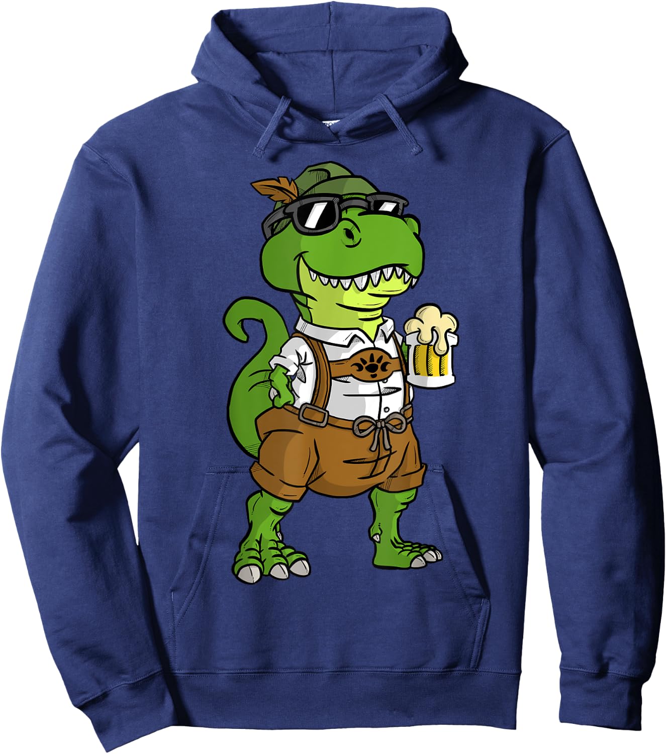 Dinosaur Drinking Beer T-Rex Oktoberfest Hoodie - Hoodie | Navy