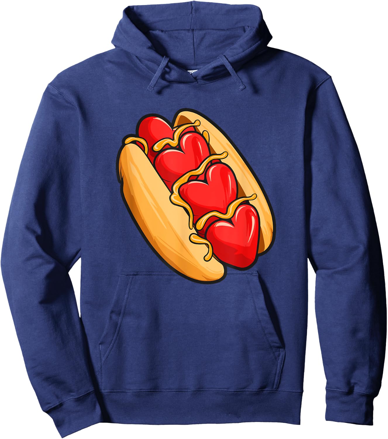 Valentines Day Hotdog Sandwich Hoodie - Hoodie | Navy