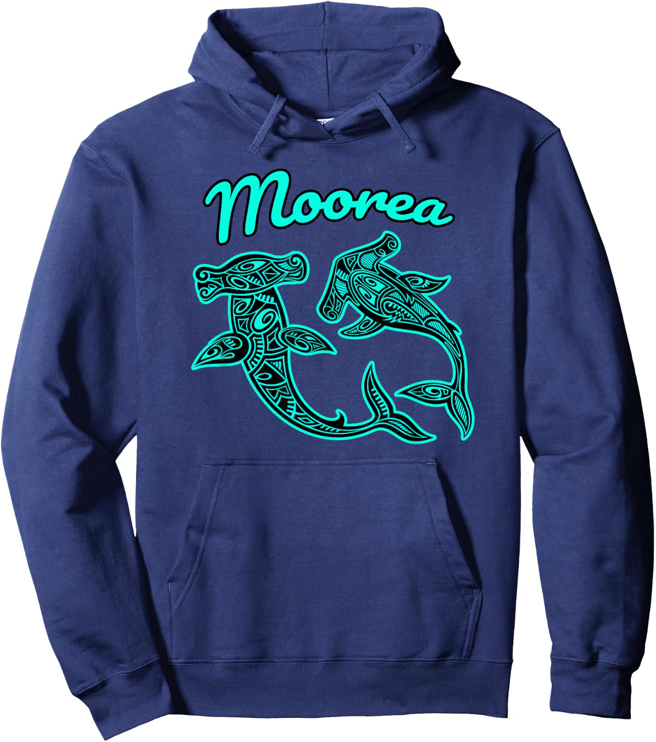 Moorea Tribal Shark graphic Hoodie - Hoodie | Navy