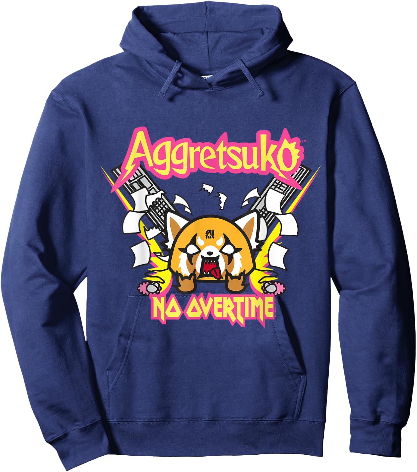 Aggretsuko "No Overtime" Shirt Hoodie - Hoodie | Navy
