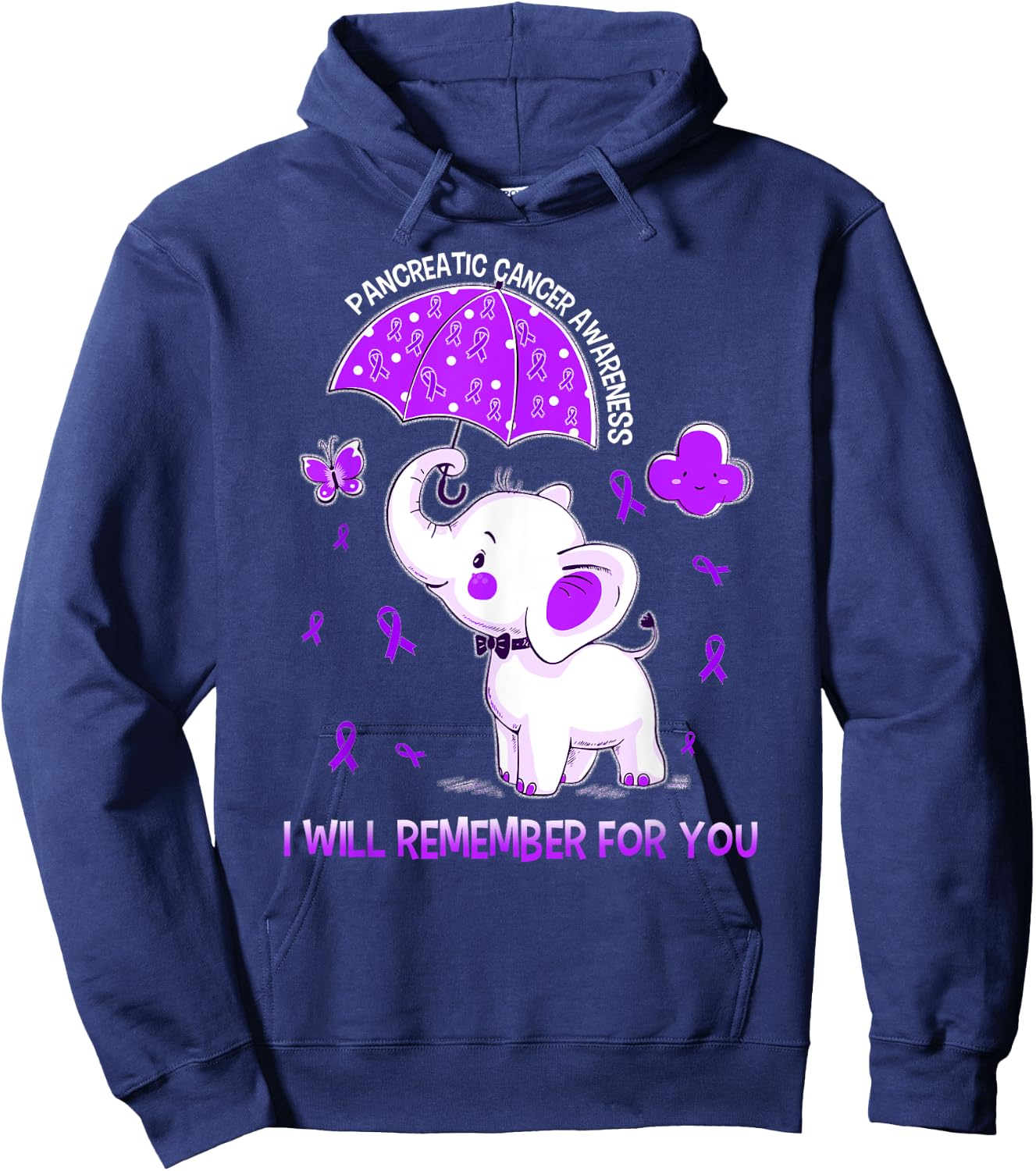 Pancreatic Cancer Awareness Elephant Hoodie - Hoodie | Navy