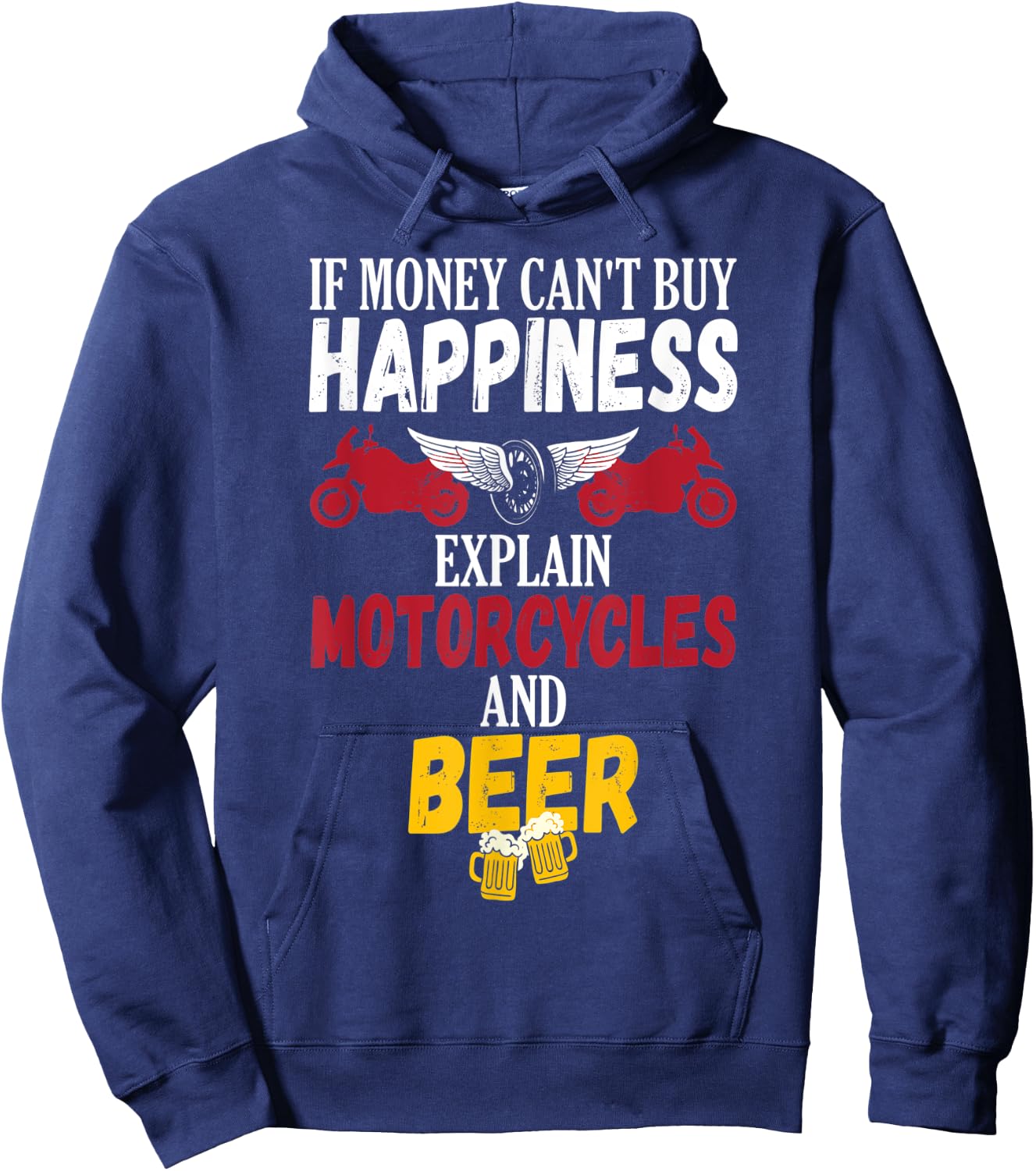 Funny Beer Drinker Motorcycle Biker Hoodie - Hoodie | Navy