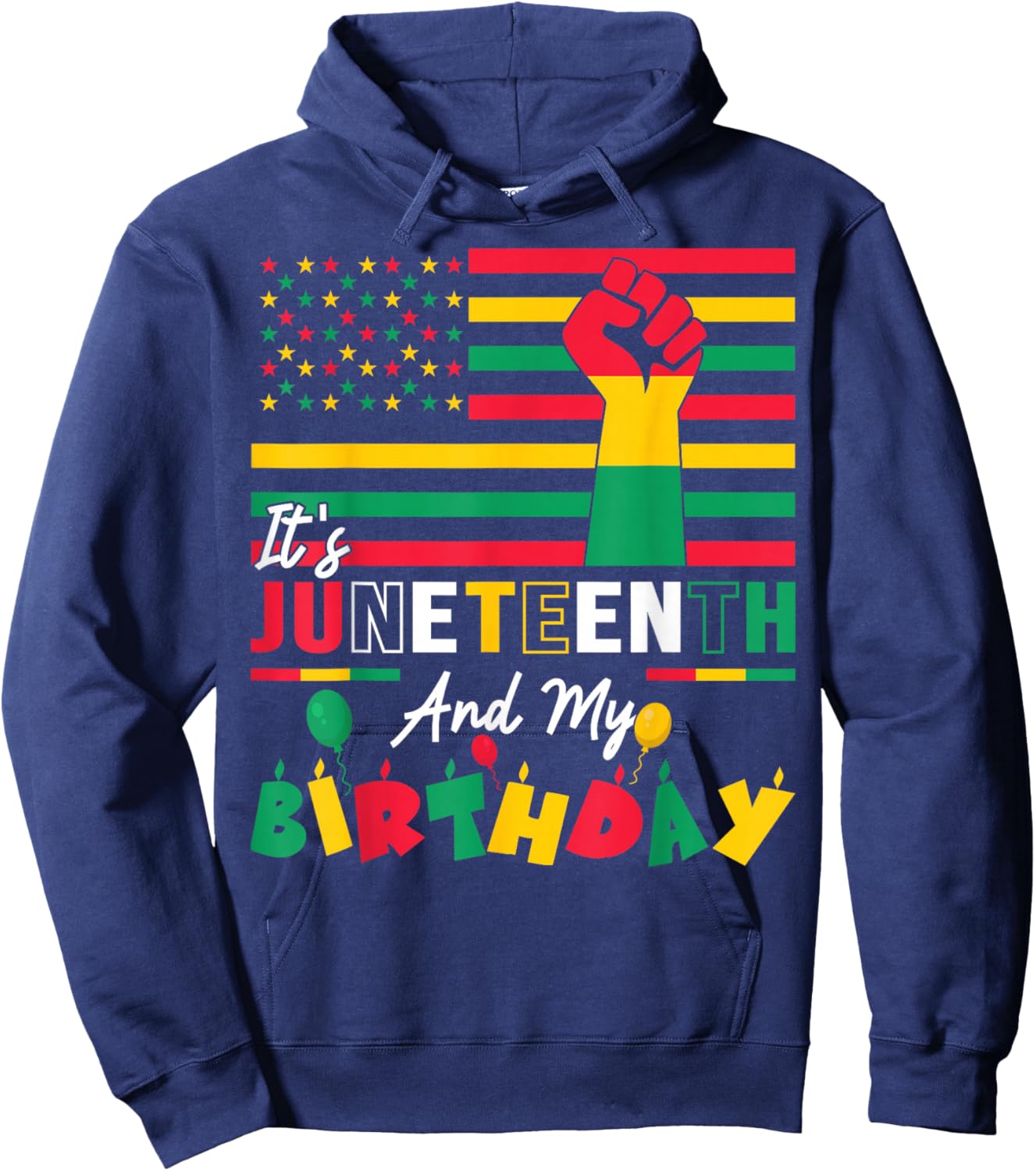 Its My Birthday Juneteenth 1865 American Flag Hoodie - Hoodie | Navy