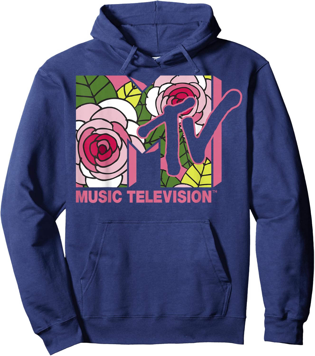 MTV Floral Roses Music Television Logo Hoodie - Hoodie | Navy