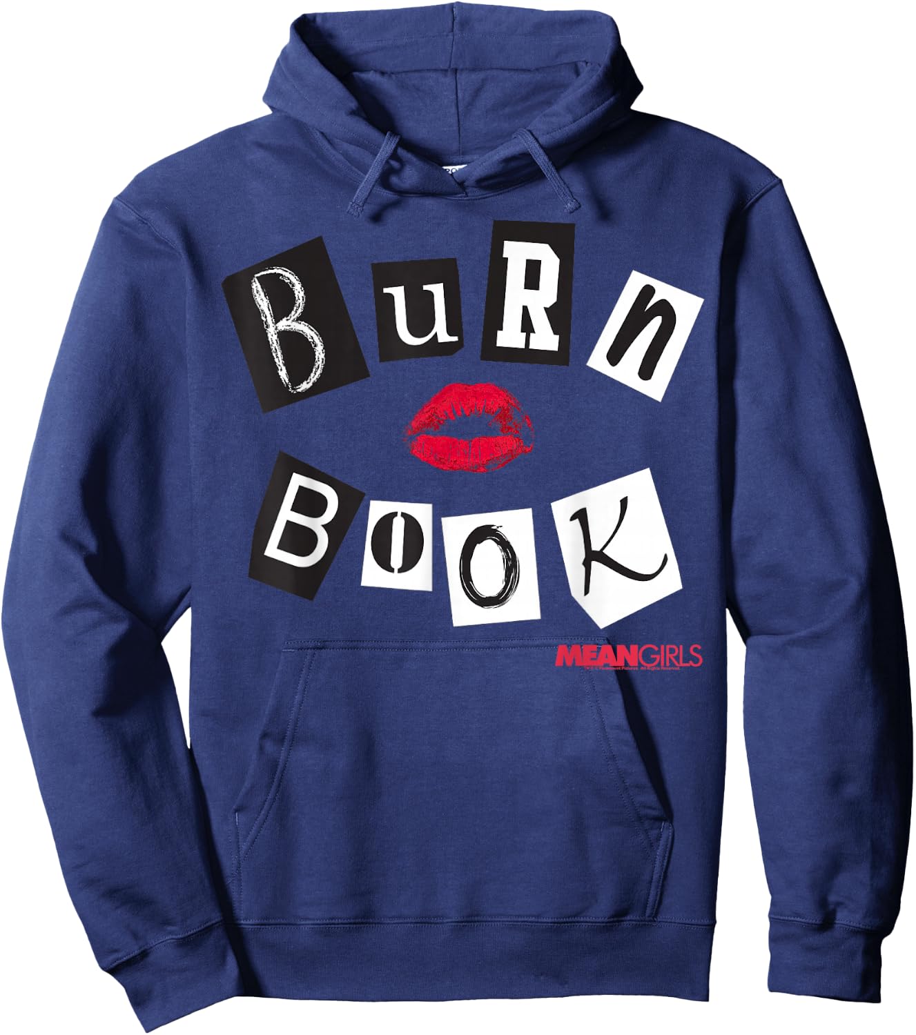 Mean Girls Burn Book Cover Kissy Lips Logo Hoodie - Hoodie | Navy