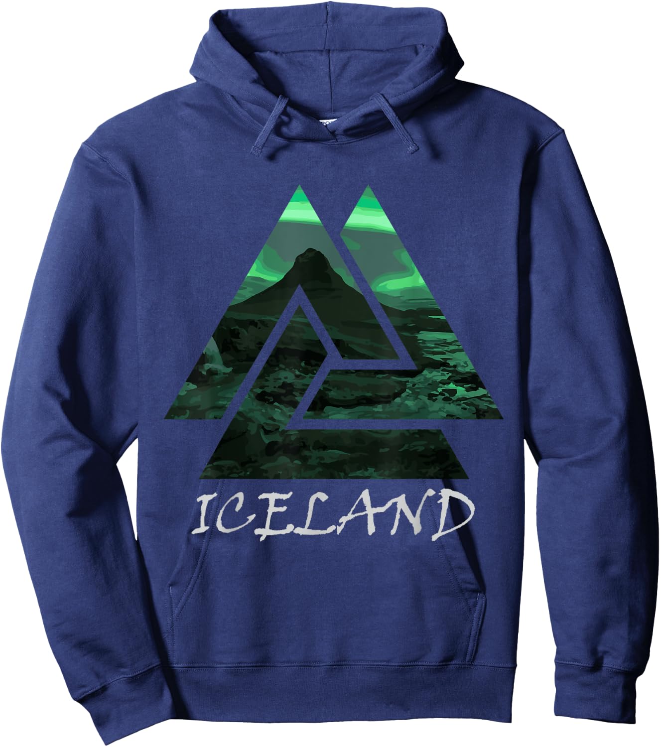 Iceland Northern Lights Triangle , Nature Hoodie - Hoodie | Navy