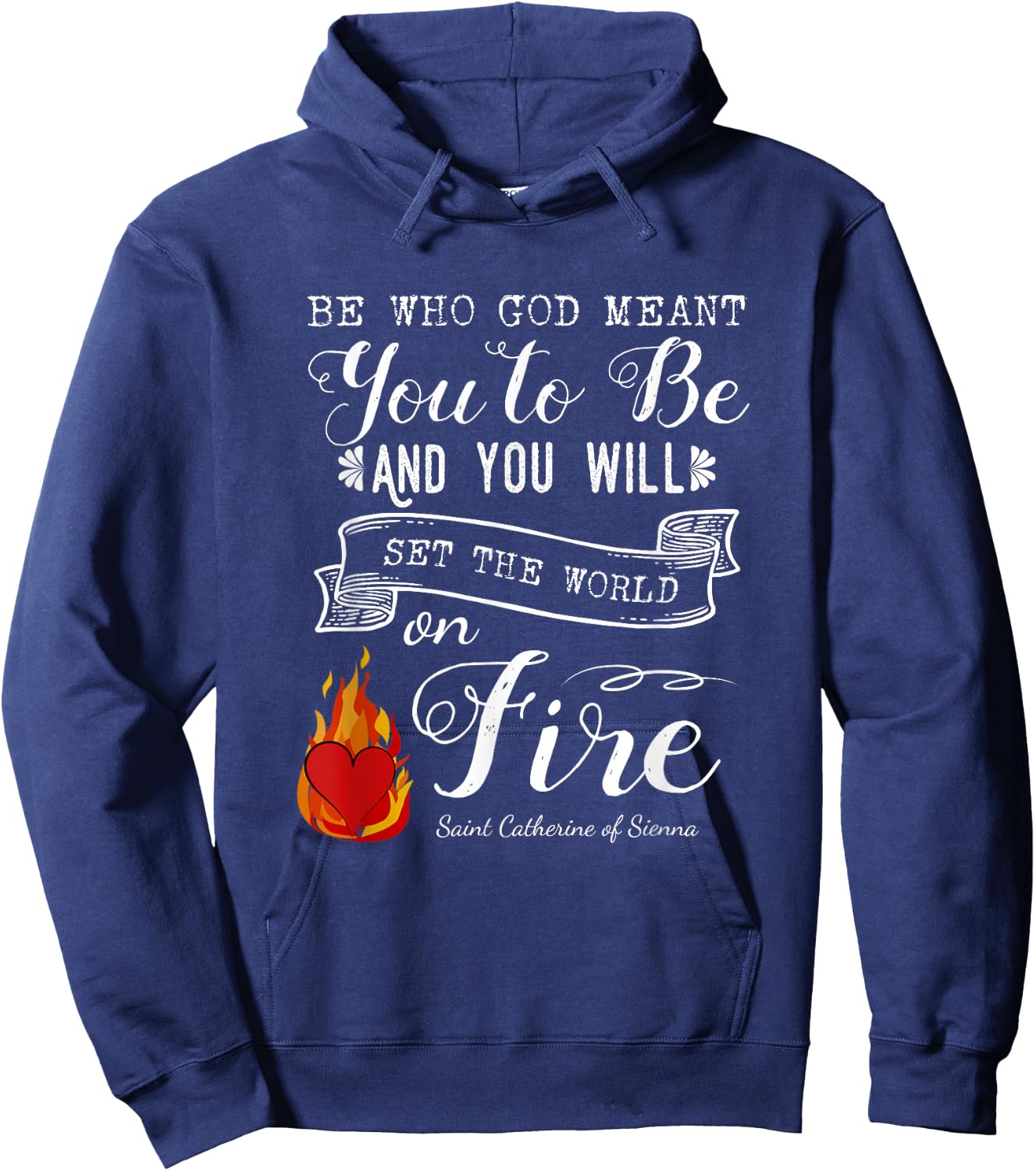 St. Catherine of Sienna Religious Sayings Print Hoodie - Hoodie | Navy