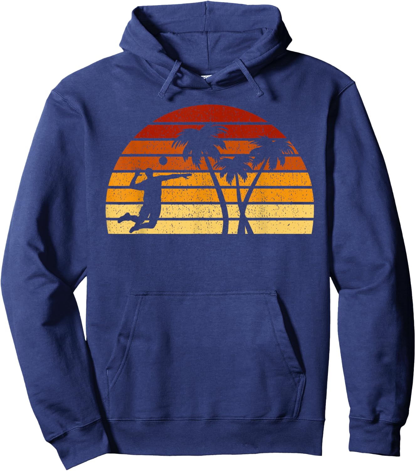 Vintage Sun Volleyball Gift Volleyball Players Hoodie - Hoodie | Navy