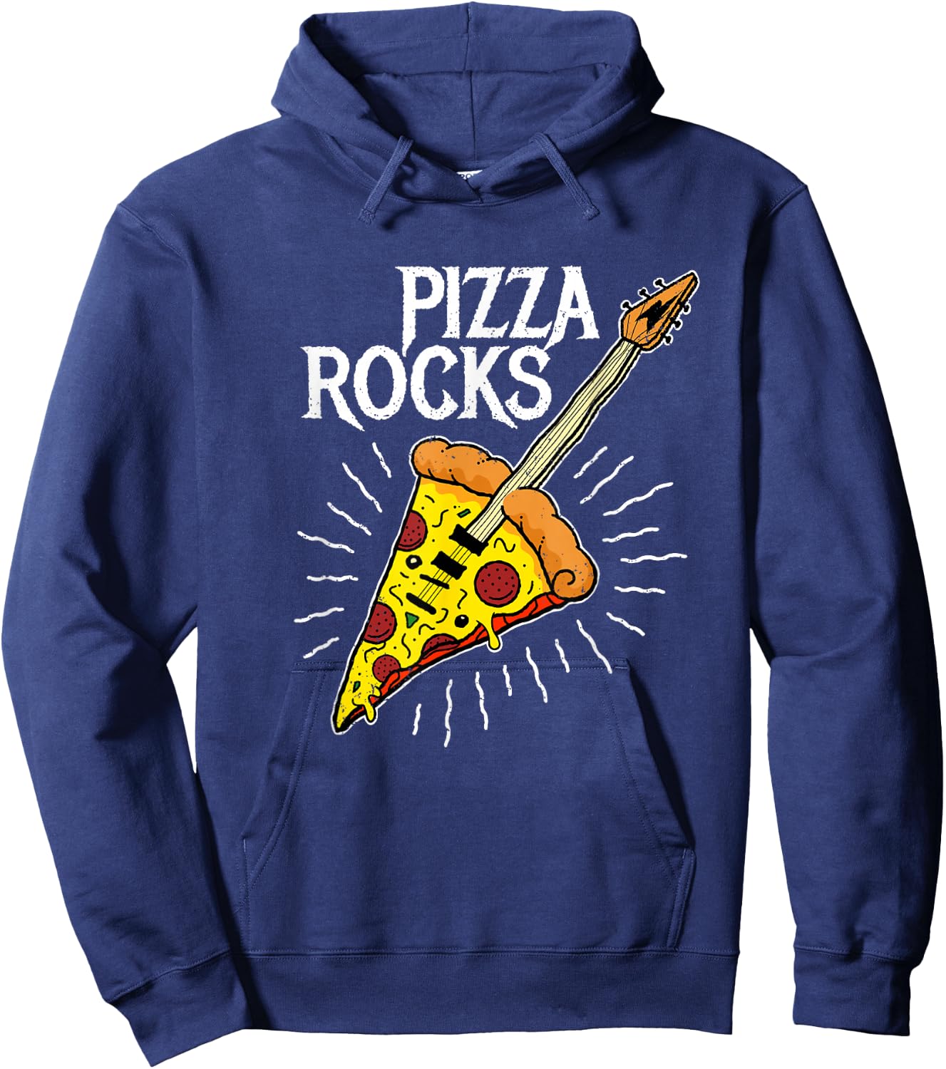 Pizza Guitar Shirt - Funny Pizza Rocks Hoodie - Hoodie | Navy