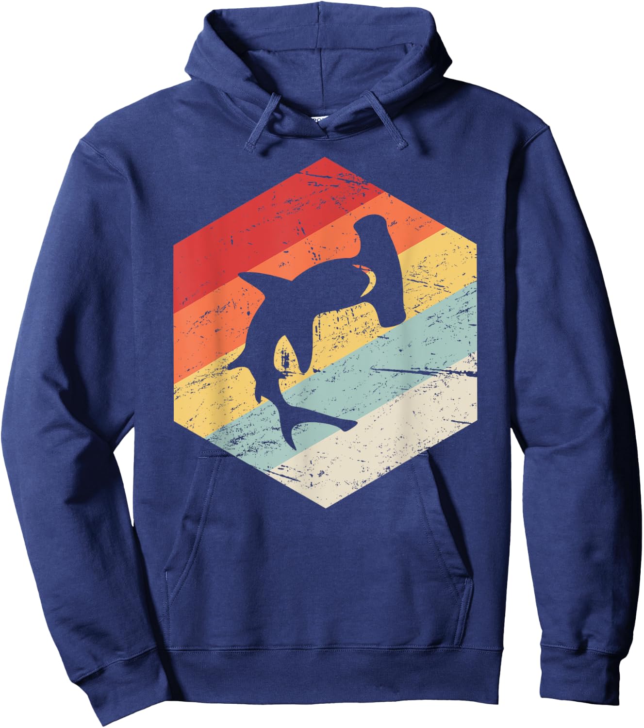 Retro Hammerhead Shark Hoodie - Hoodie | Navy