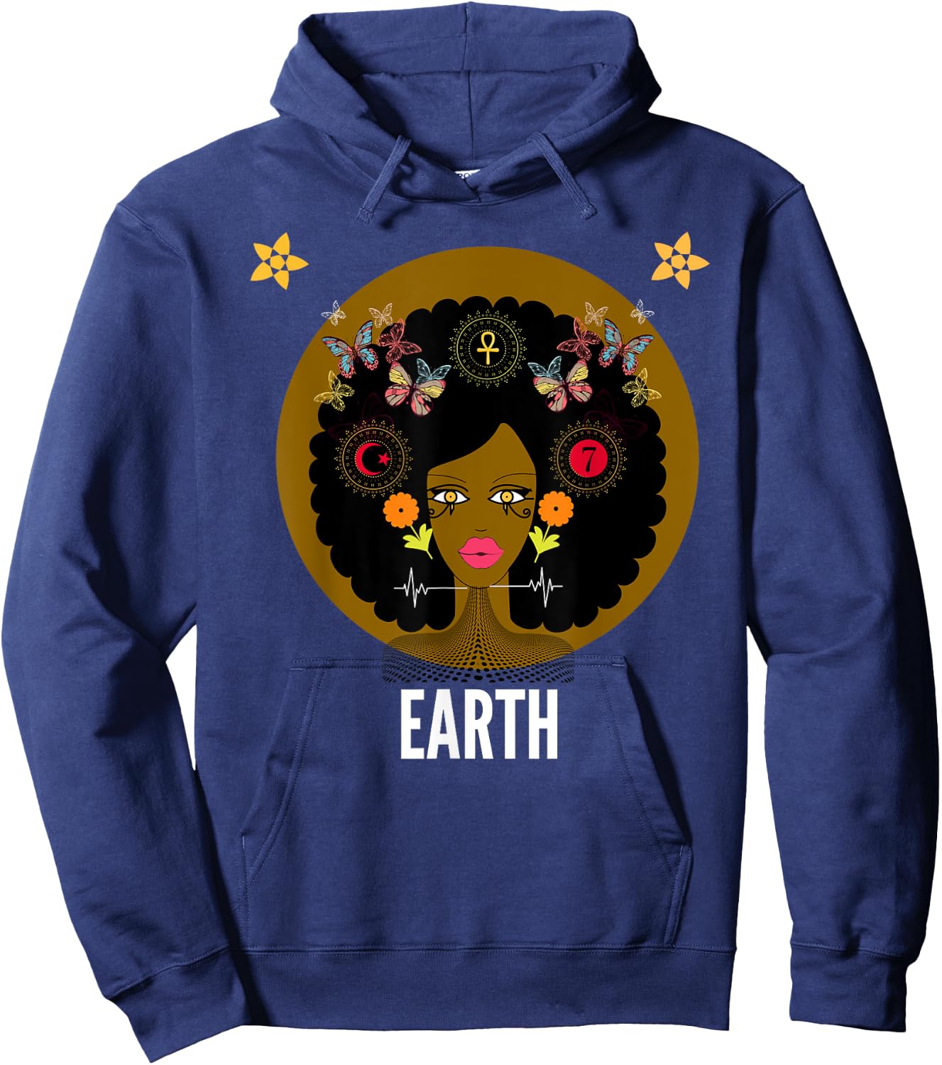 Earth - Black Woman Mother Earth Hoodie - Hoodie | Navy