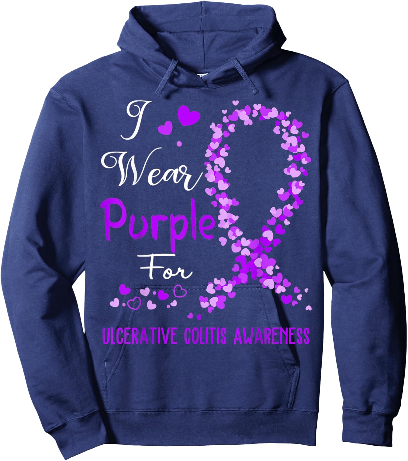 I Wear Purple For Ulcerative Colitis Awareness Hoodie - Hoodie | Navy