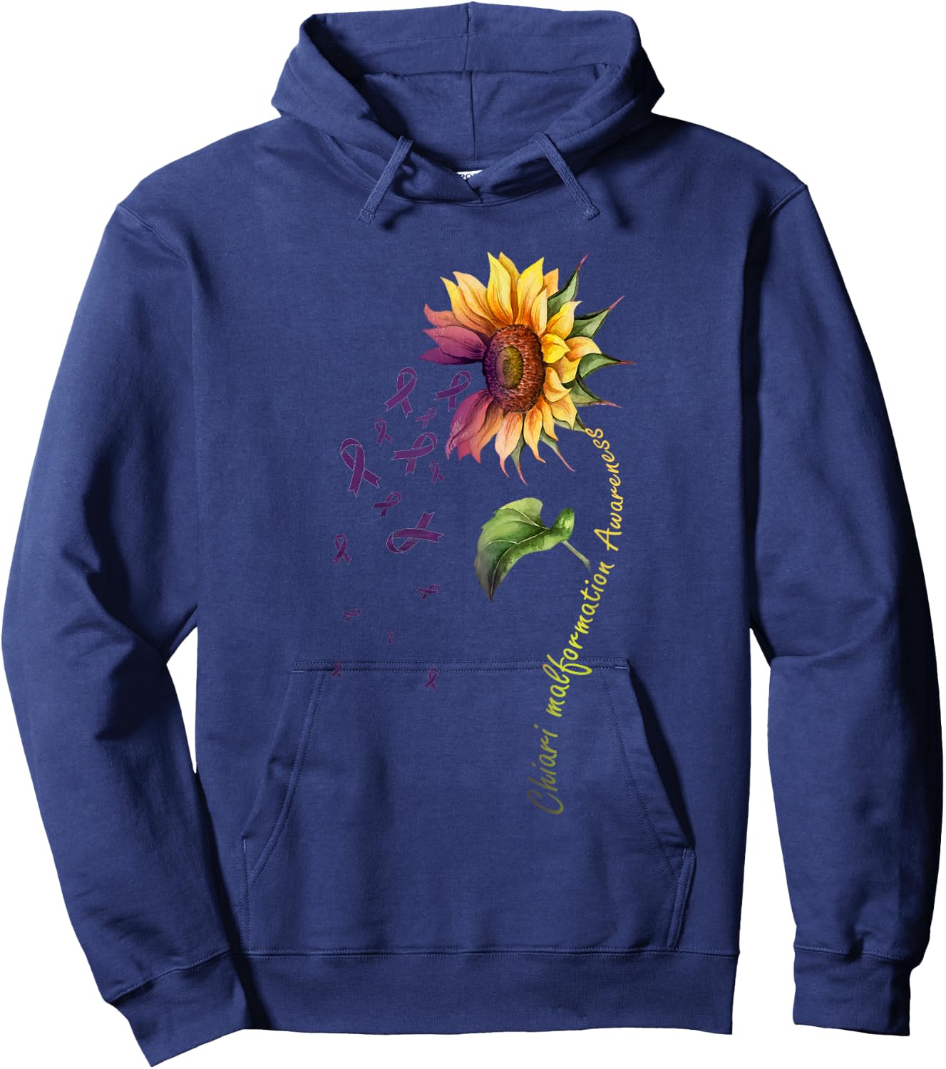Chiari Malformation Awareness Sunflower Shirt Hoodie - Hoodie | Navy