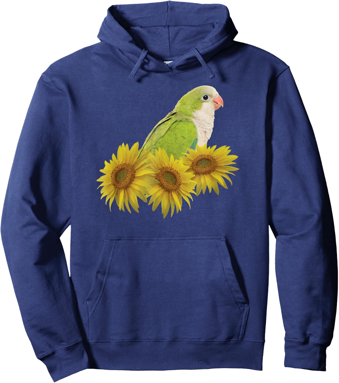 Quaker Parrot Green Monk Parakeet Sunflower Hoodie - Hoodie | Navy