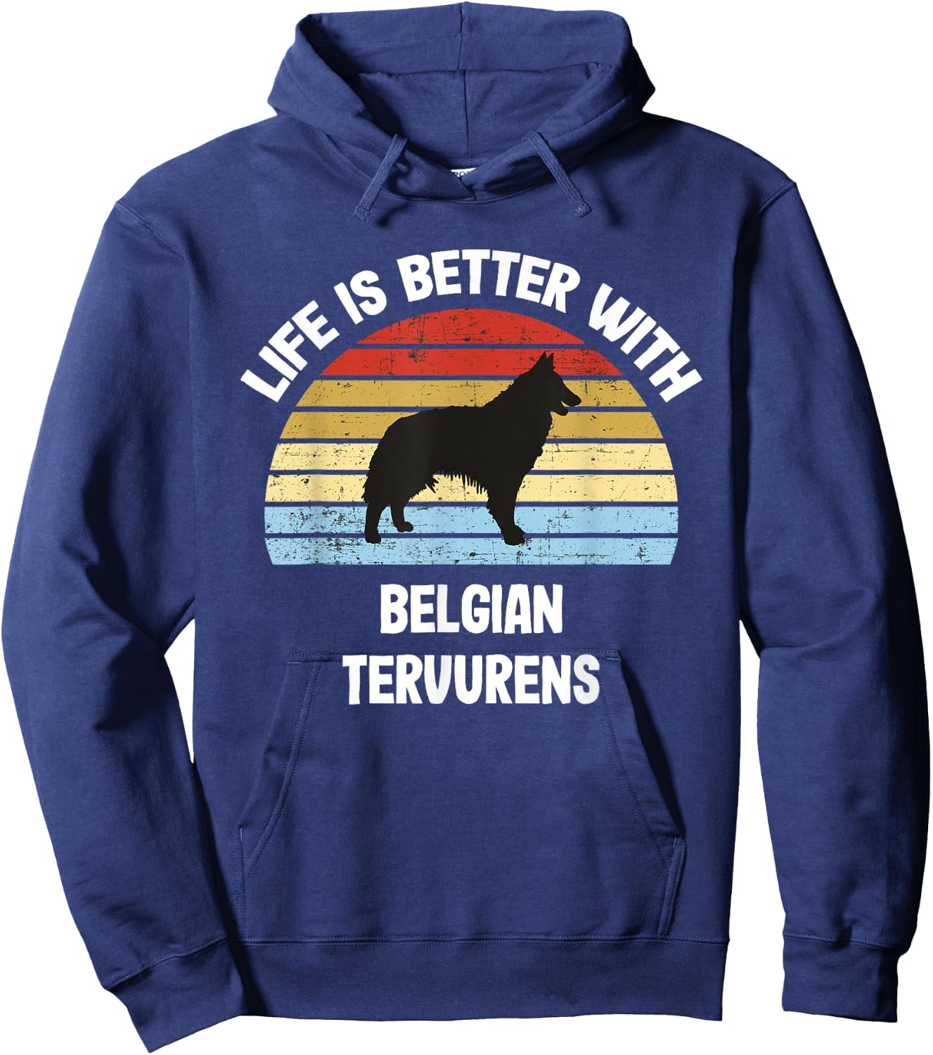 Retro Belgian Tervuren Dog Gift Hoodie - Hoodie | Navy