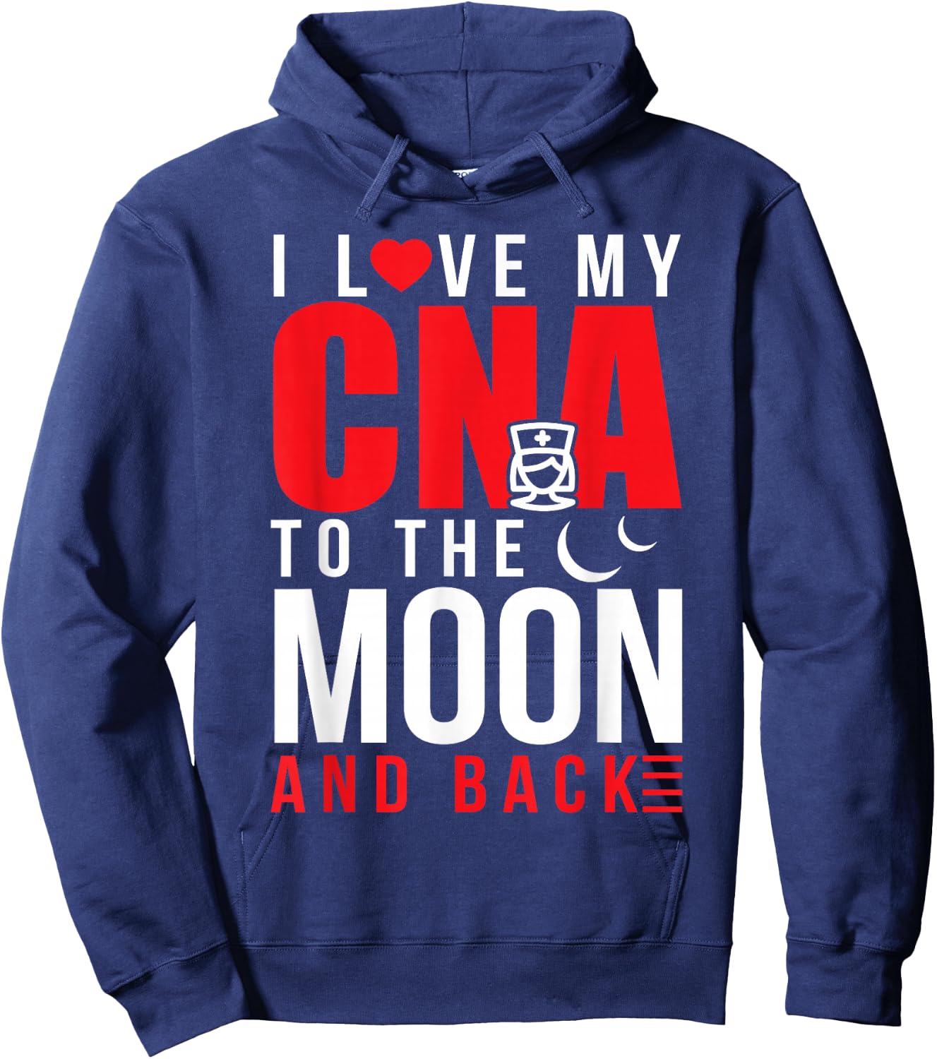 I Love My CNA To Moon & Back Husband Wife Hoodie - Hoodie | Navy