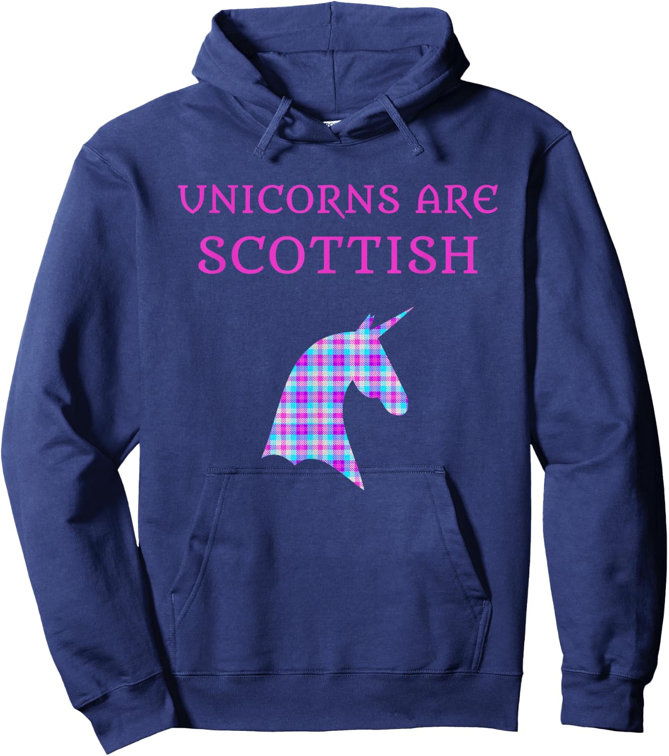 Unicorns Are Scottish Tartan Day Shirt Hoodie - Hoodie | Navy