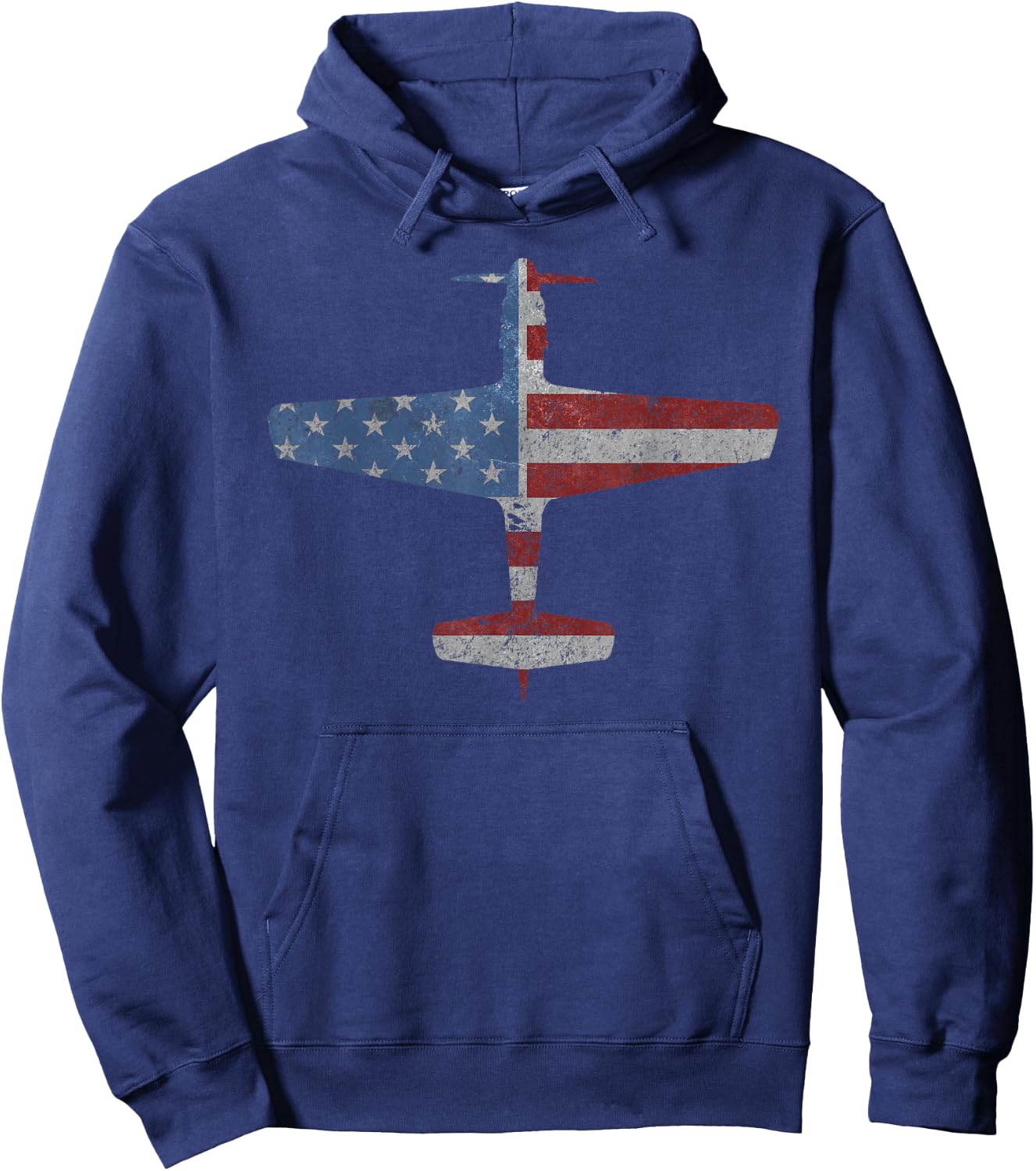 P-51 Mustang WWII Fighter American Flag Vintage Hoodie - Hoodie | Navy
