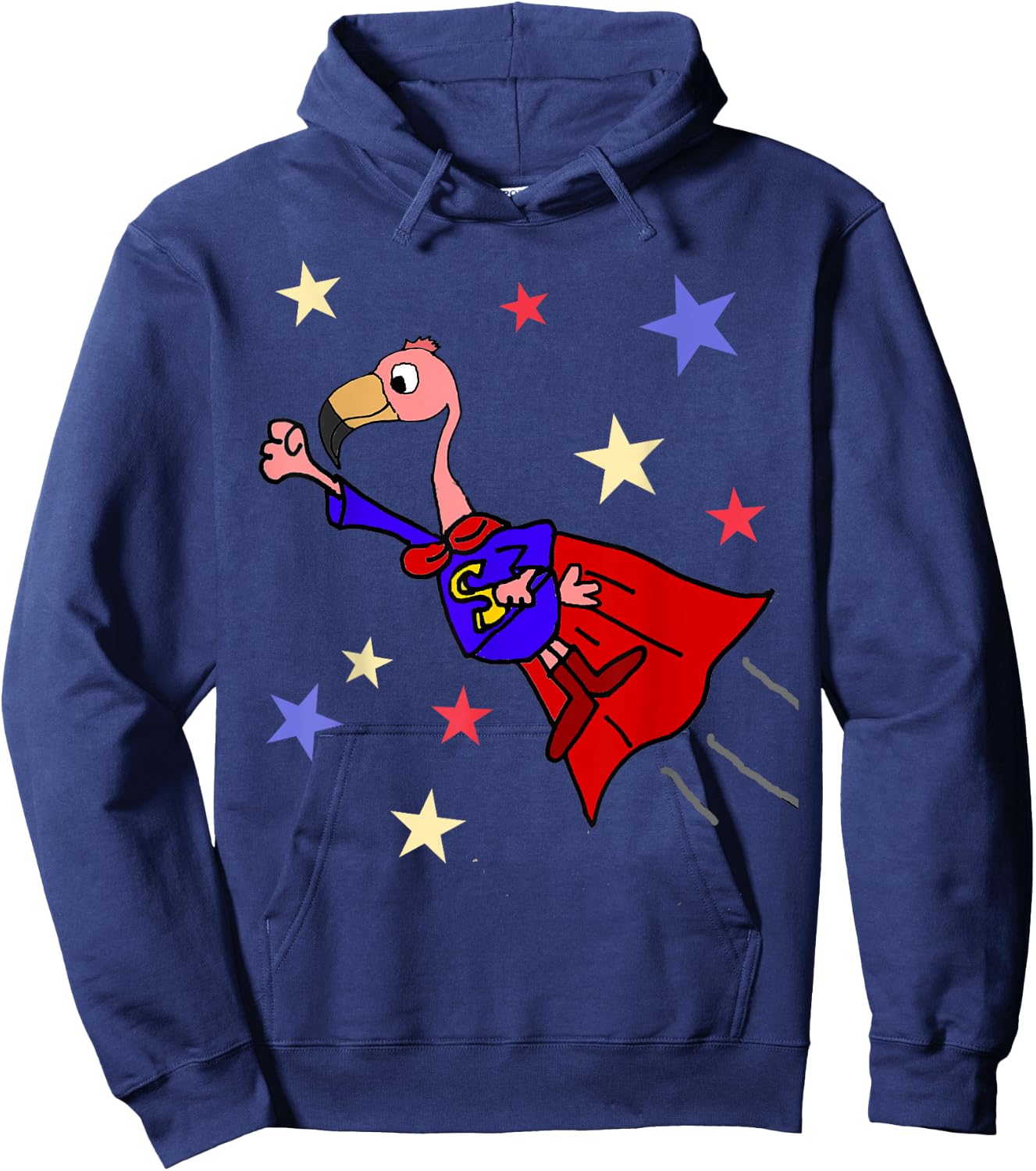 SmileteesFunny Funny Flamingo Flying Superhero Hoodie - Hoodie | Navy