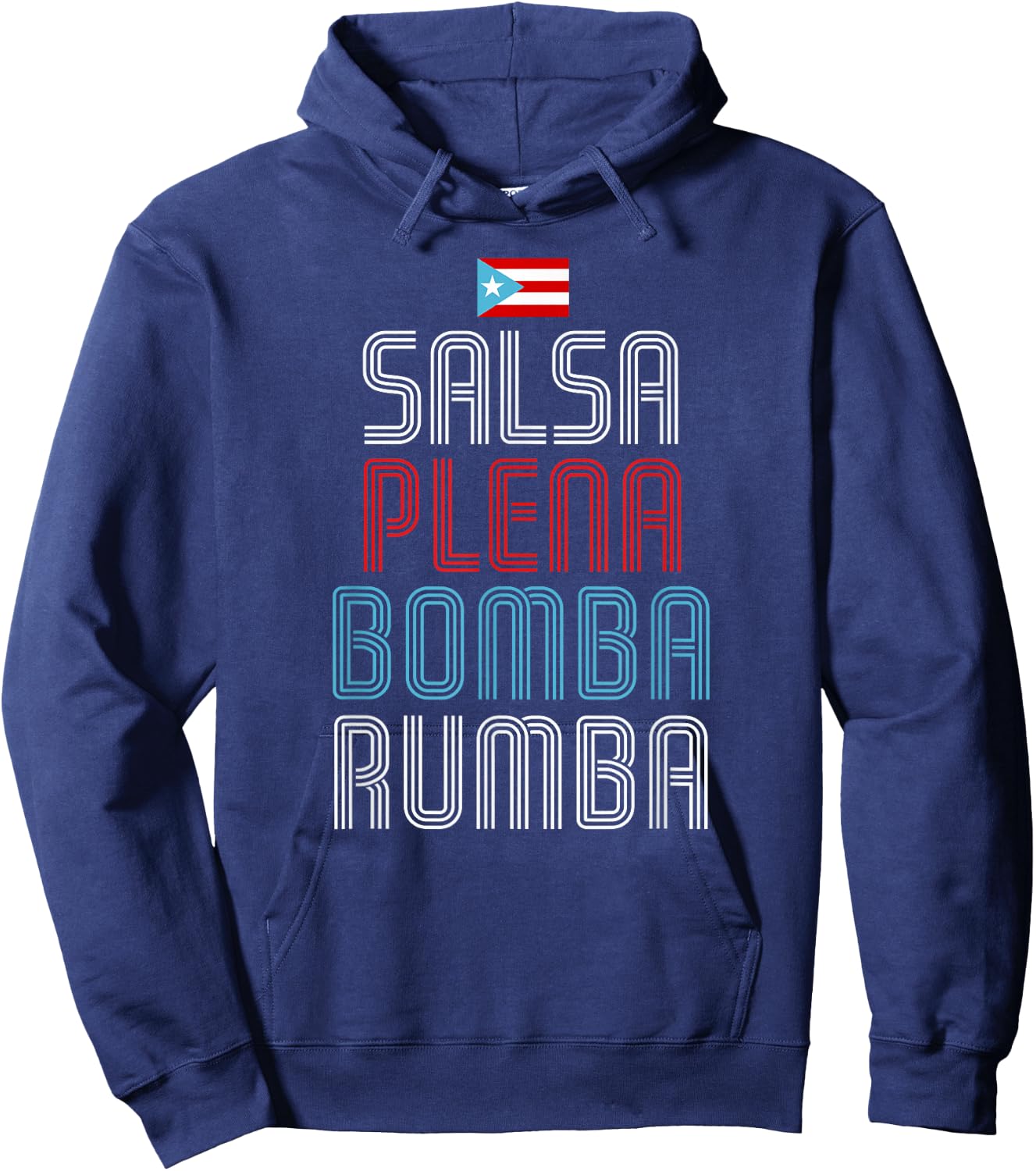 Puerto Rico Flag Music Salsa Plena Bomba Rumba Hoodie - Hoodie | Navy