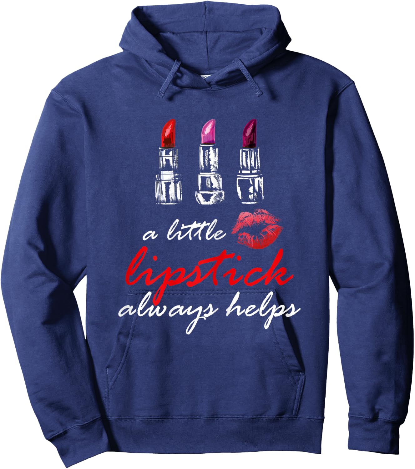 Women's Red Lipstick Hoodie - Hoodie | Navy