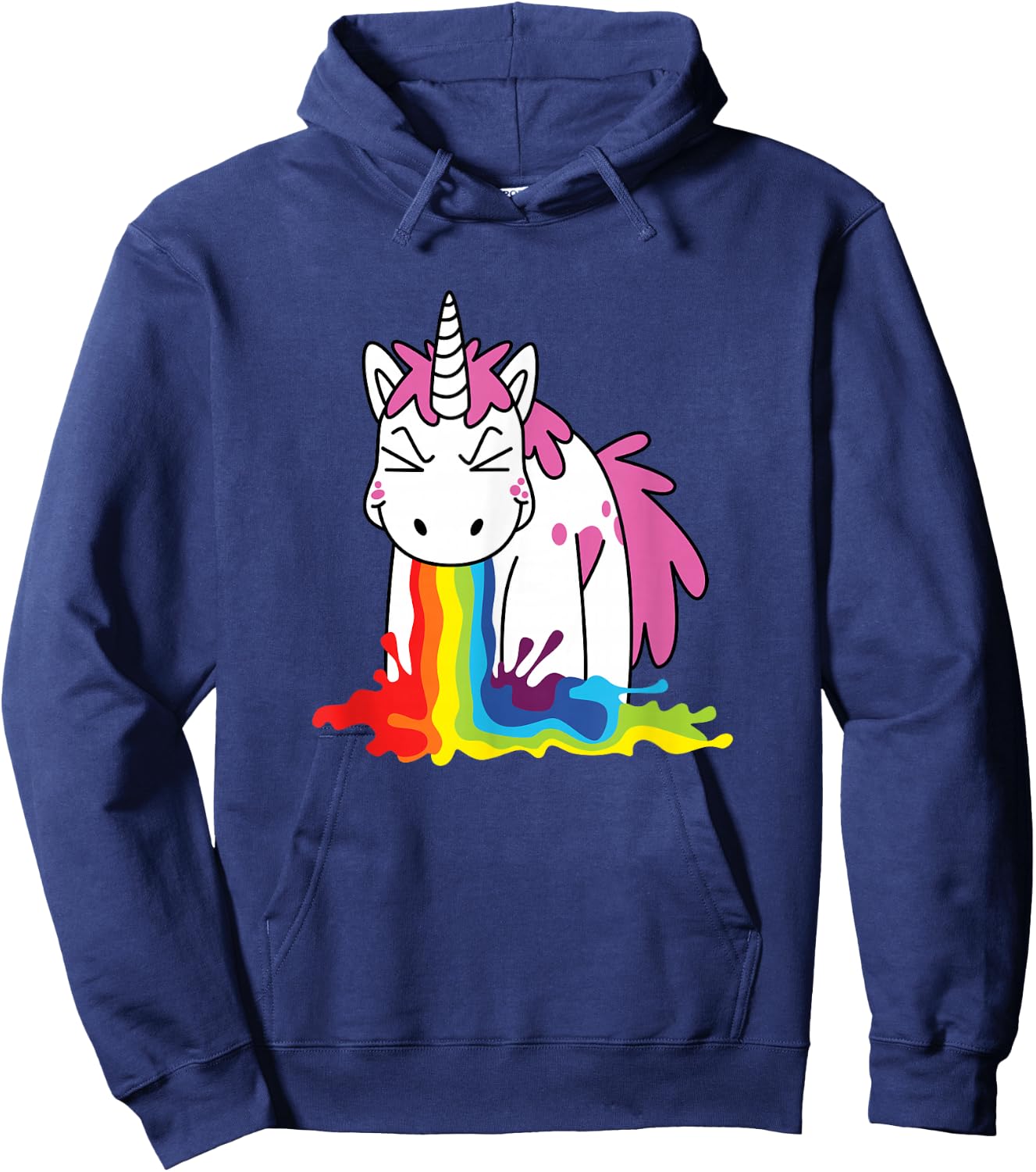Cute unicorn throwing up a rainbow Hoodie - Hoodie | Navy