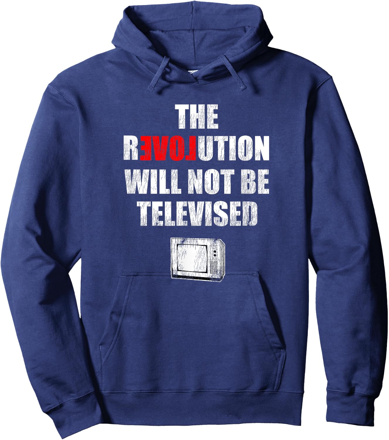 Vintage The Revolution Will Not Be Televised Hoodie - Hoodie | Navy