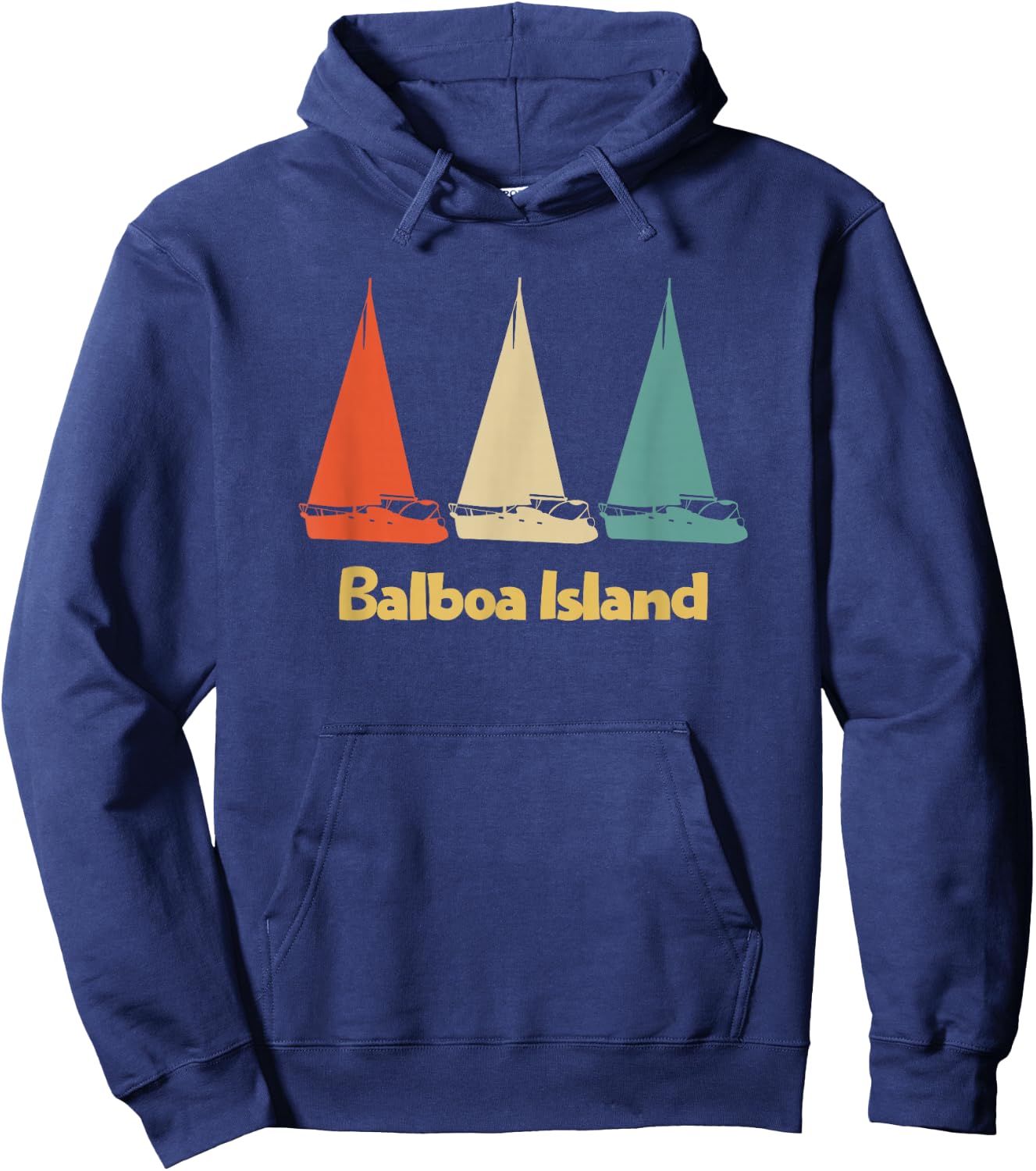 Vintage Retro Balboa Island CA Sailboat Hoodie - Hoodie | Navy