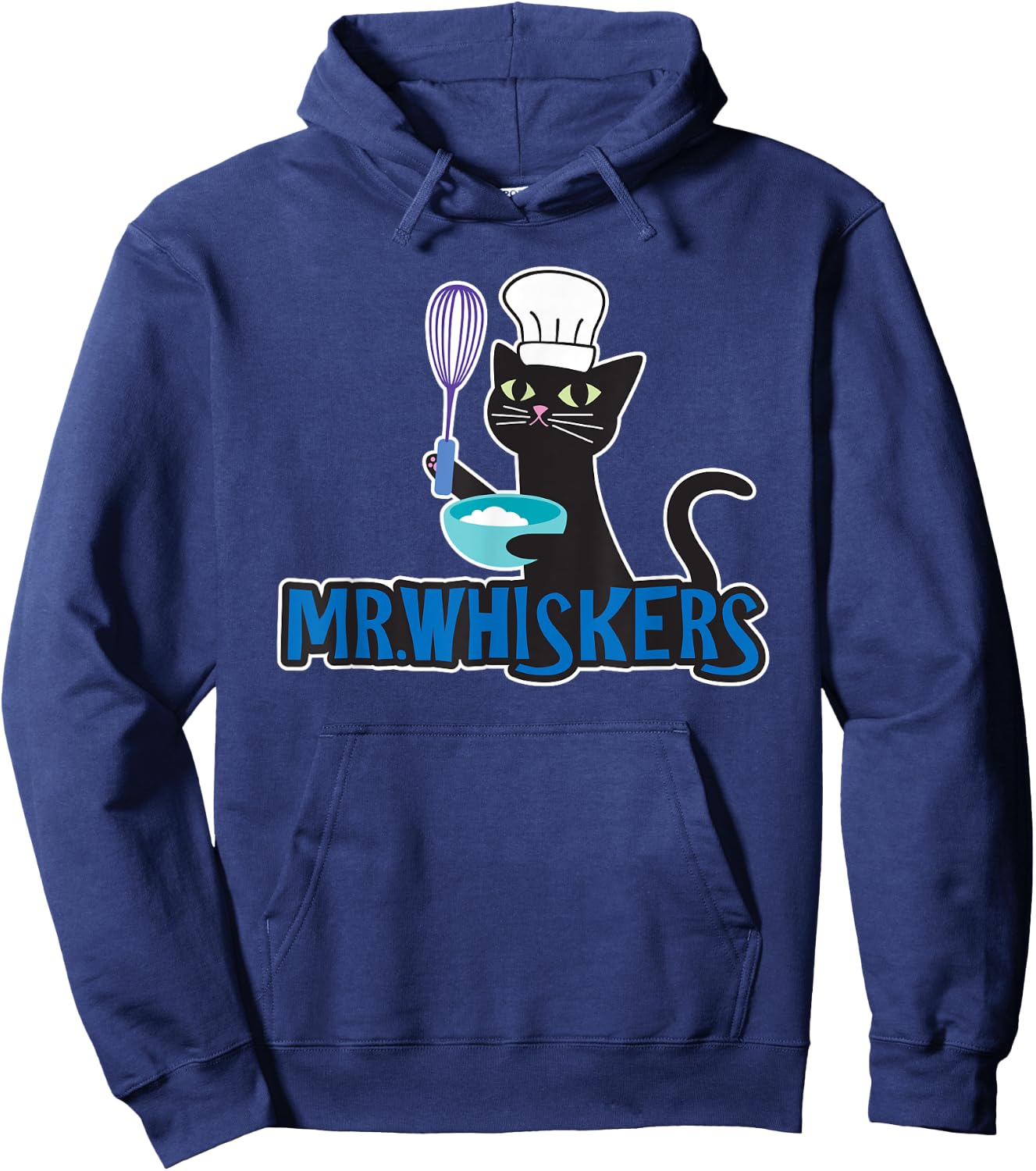 Mr. Whiskers Cute Cartoon Chef Cat Hoodie - Hoodie | Navy