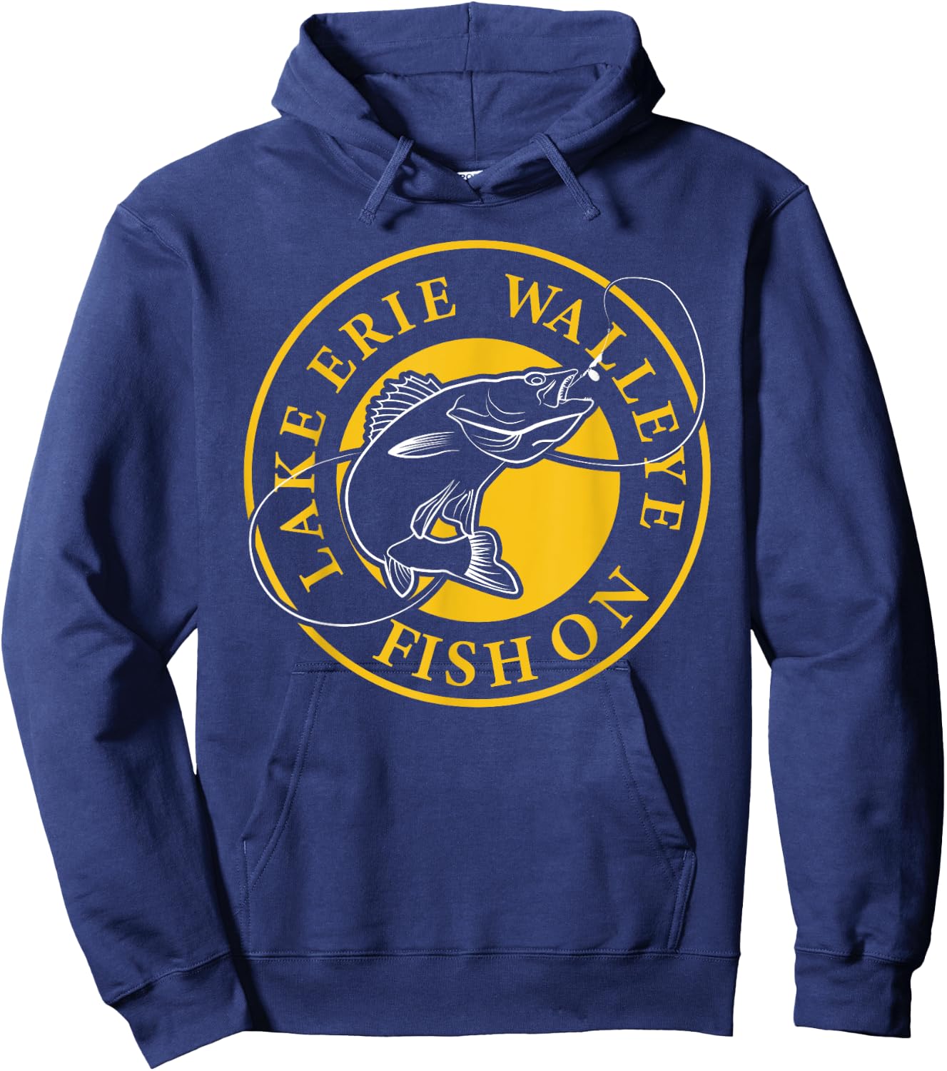 Lake Erie Walleye Fish On Hoodie - Hoodie | Navy