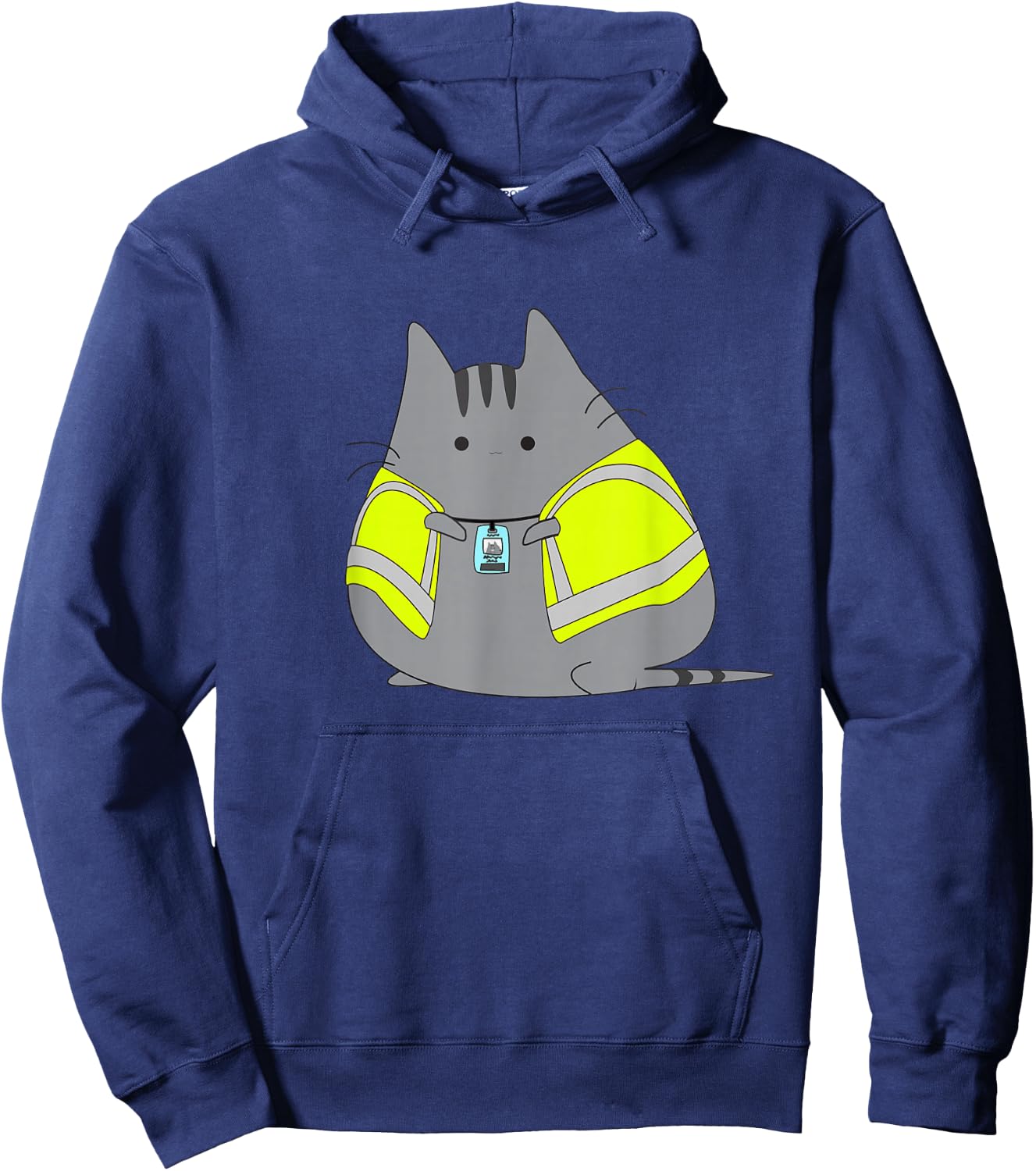 Chubby Kitten Wearing Safety Vest Funny Hoodie - Hoodie | Navy