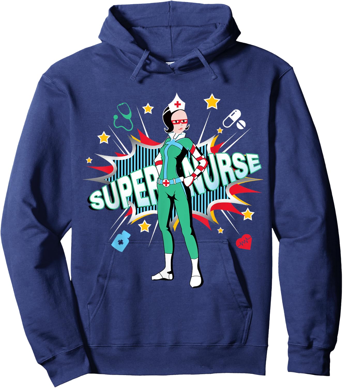 Super Nurse Shirt Best Superhero Funny RN Nurse Hoodie - Hoodie | Navy
