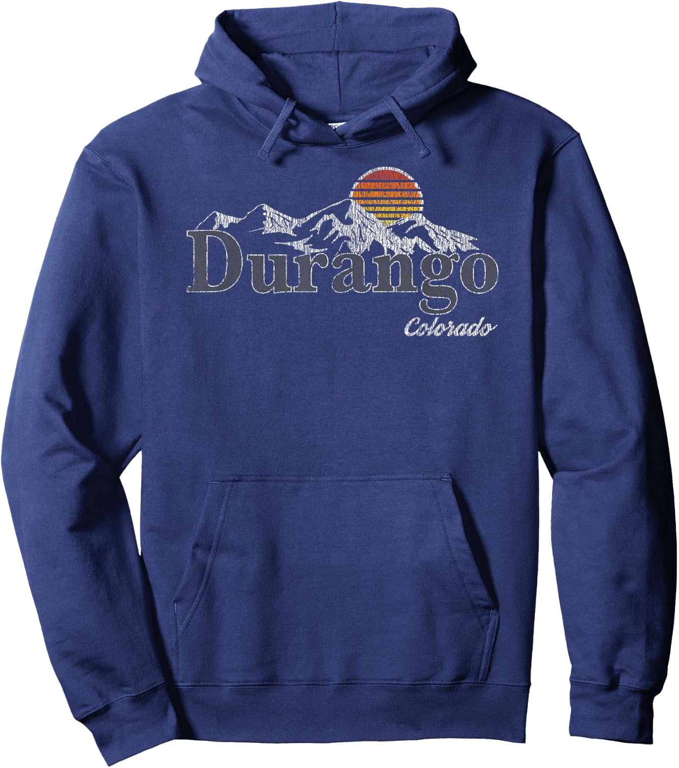 Retro Durango Colorado Mountain Hoodie - Hoodie | Navy